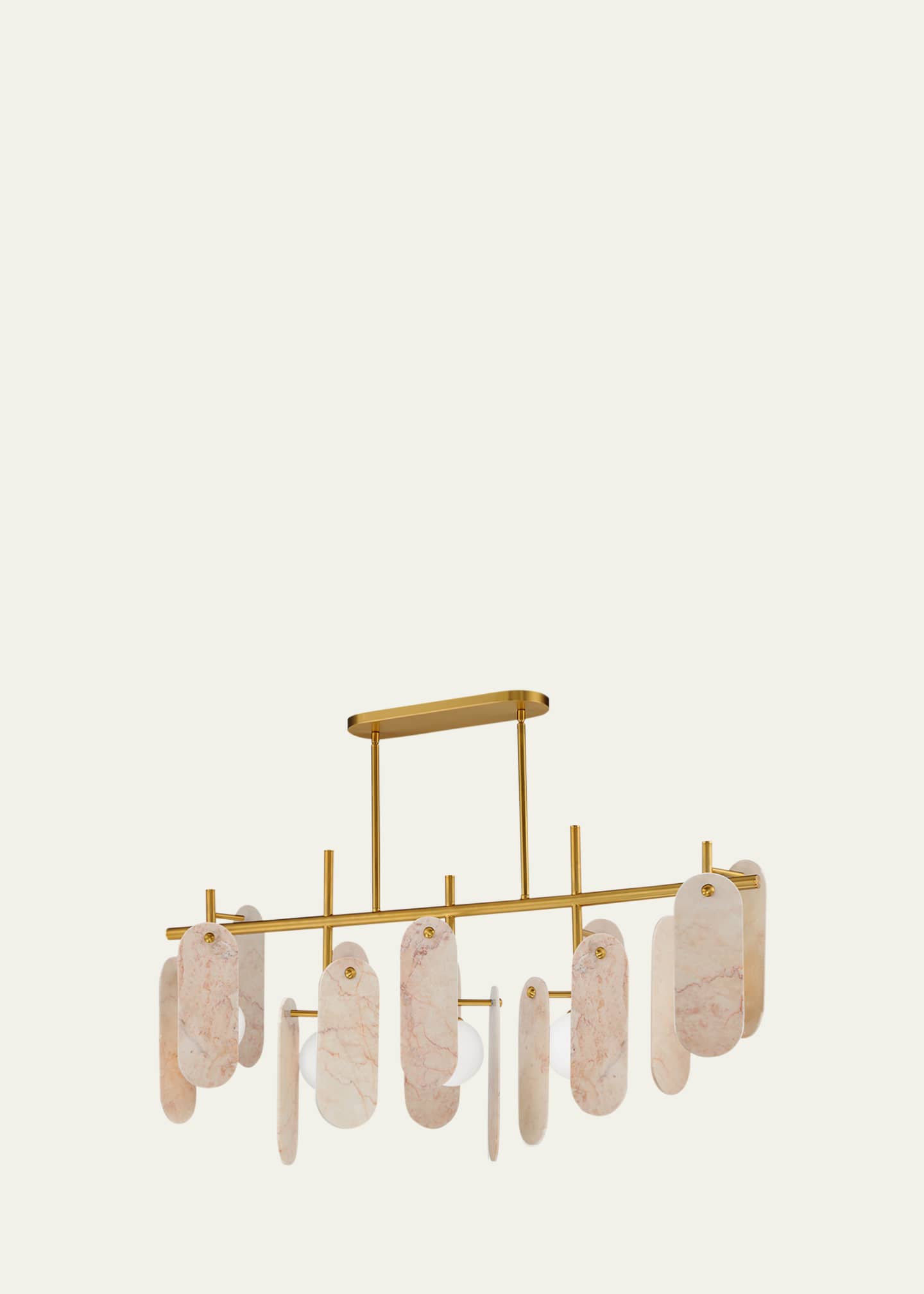 Studio M Megalith Rose Jade Stone 47" 5-Light Linear Chandelier