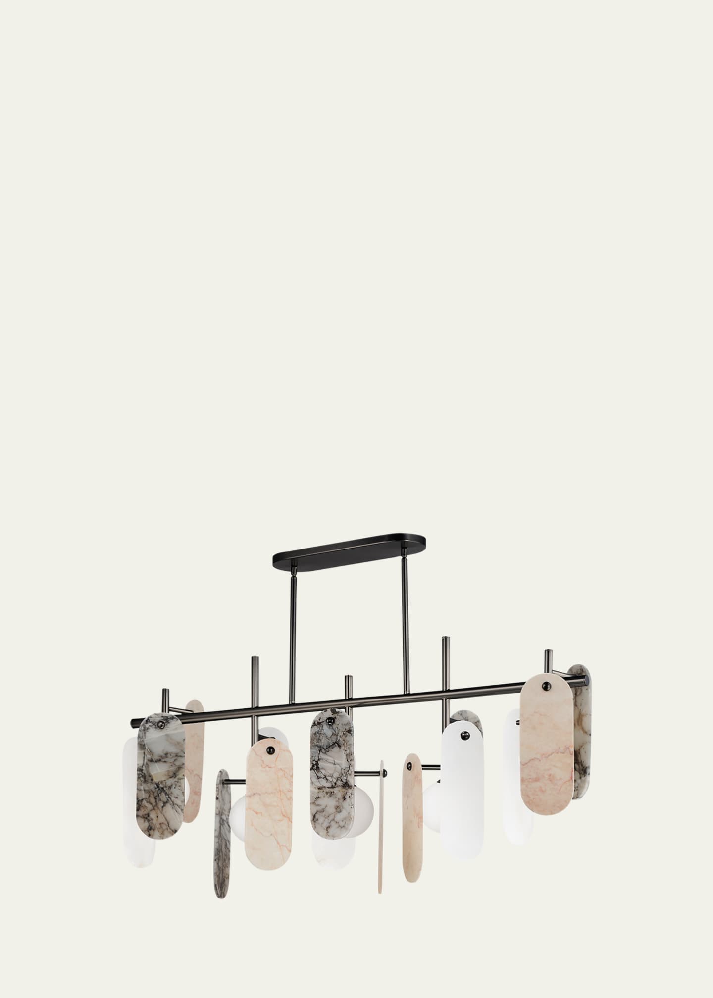 Studio M Megalith Assorted Stone 47" 5-Light Linear Chandelier