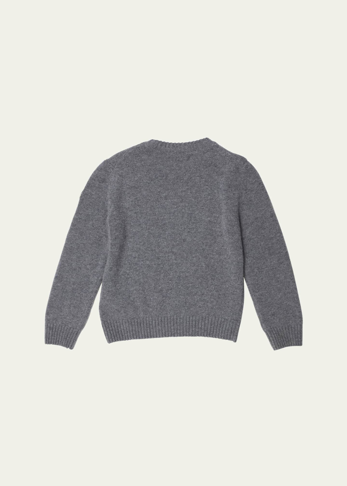 Moncler Boy's Knitted Embroidered Logo-Print Sweater, Size 4-6 Image 2 of 3