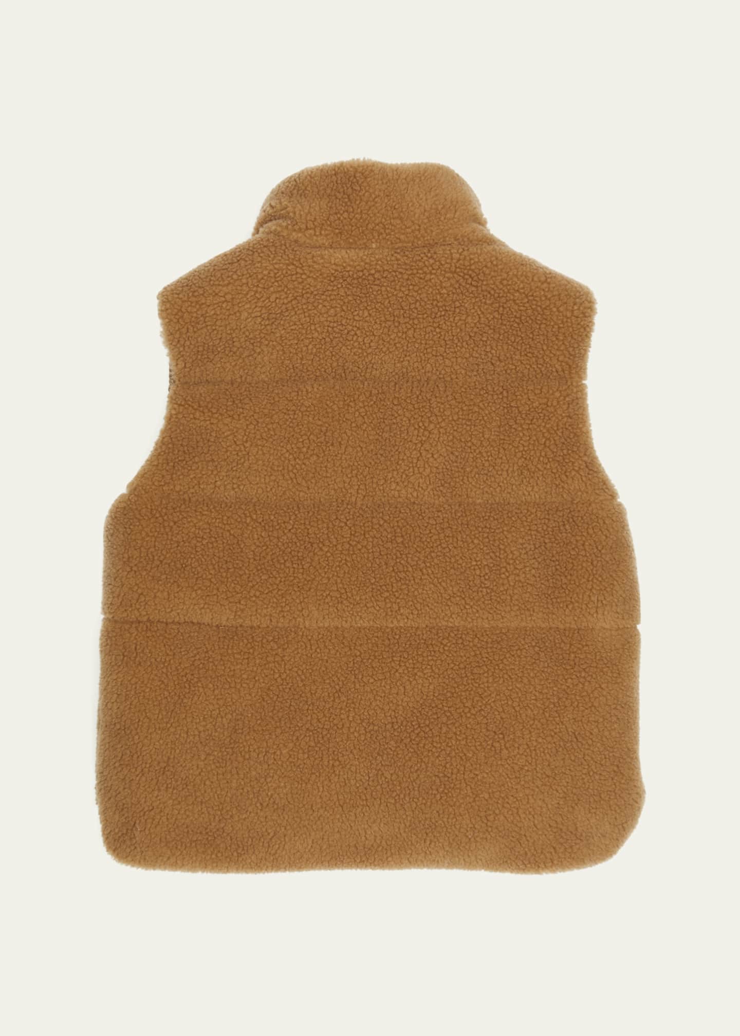 Moncler Boy's Colbricon Faux Fur Logo Embroidered Vest, Size 4-6 Image 2 of 3