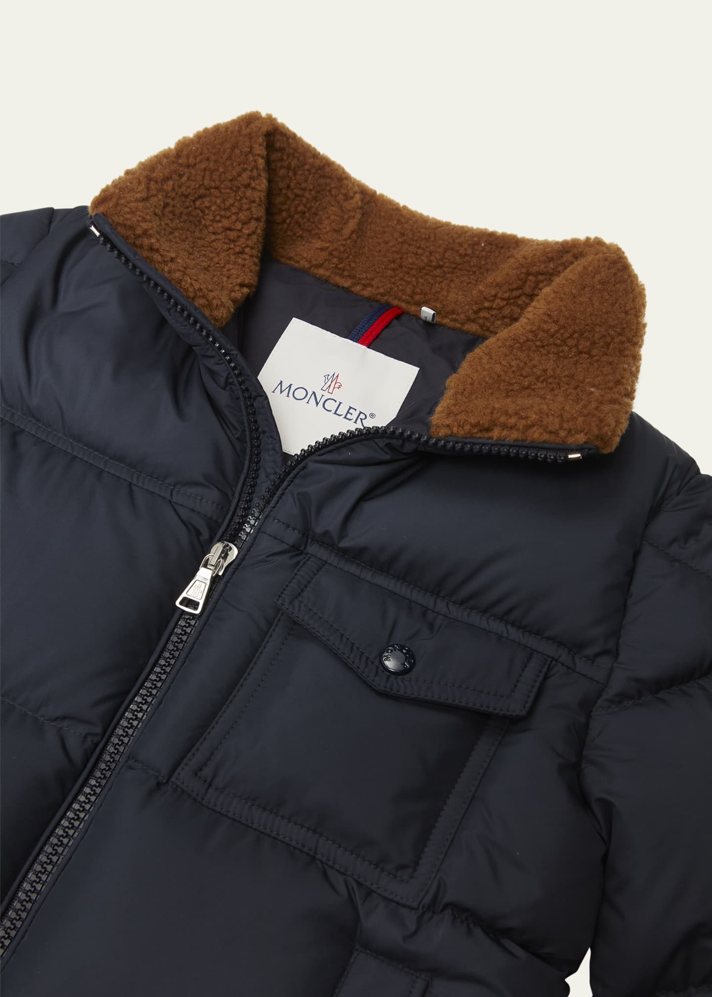 Moncler Boy's Cayden Faux Fur Trim Jacket, Size 4-6 Image 3 of 3