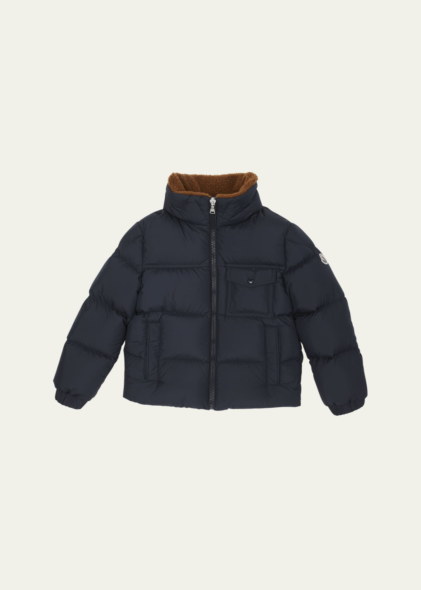 Moncler Boy's Cayden Faux Fur Trim Jacket, Size 4-6 Image 1 of 3