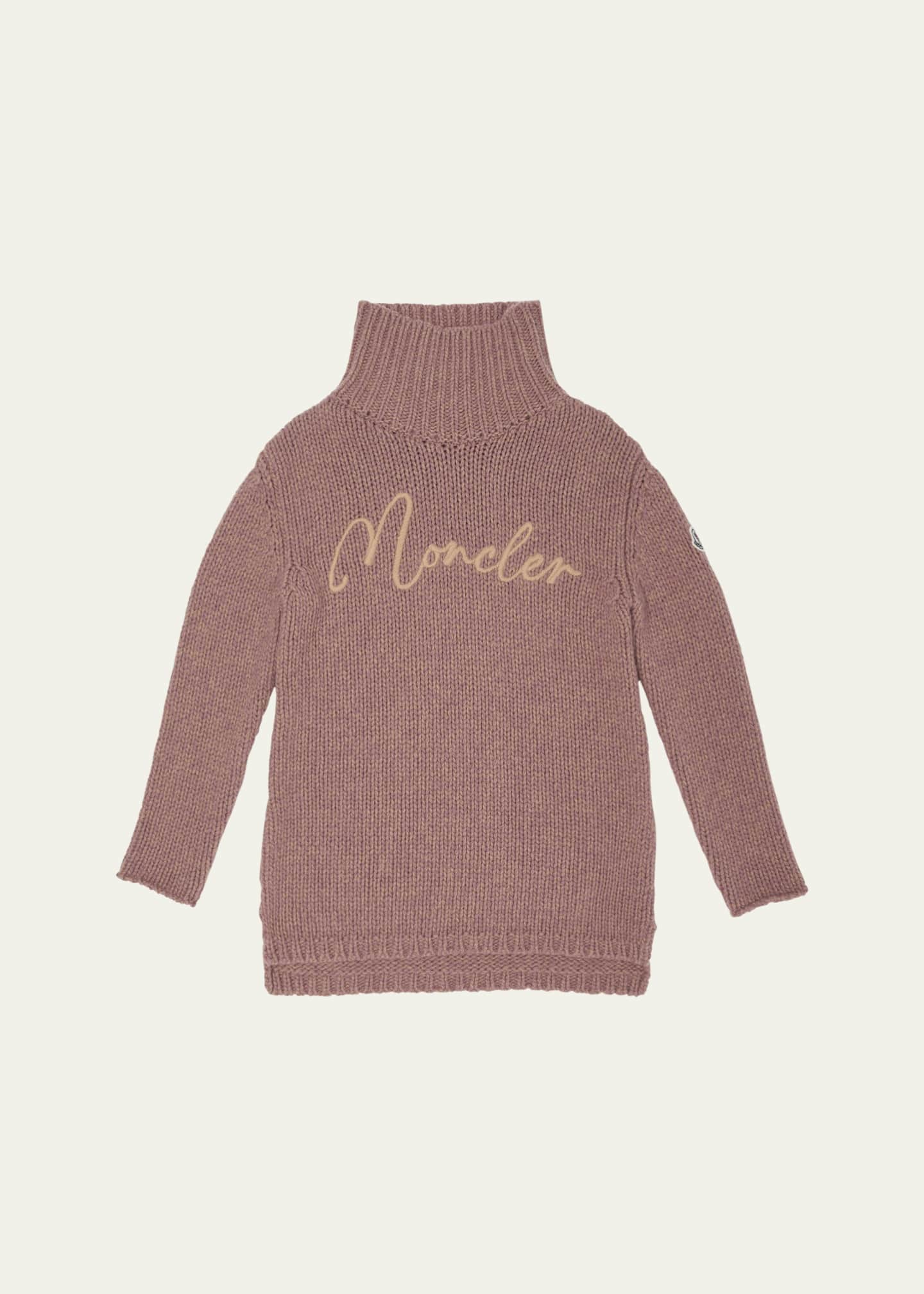 Moncler Girl's Logo Script Sweater Dress, Size 4-6 Image 1 of 3