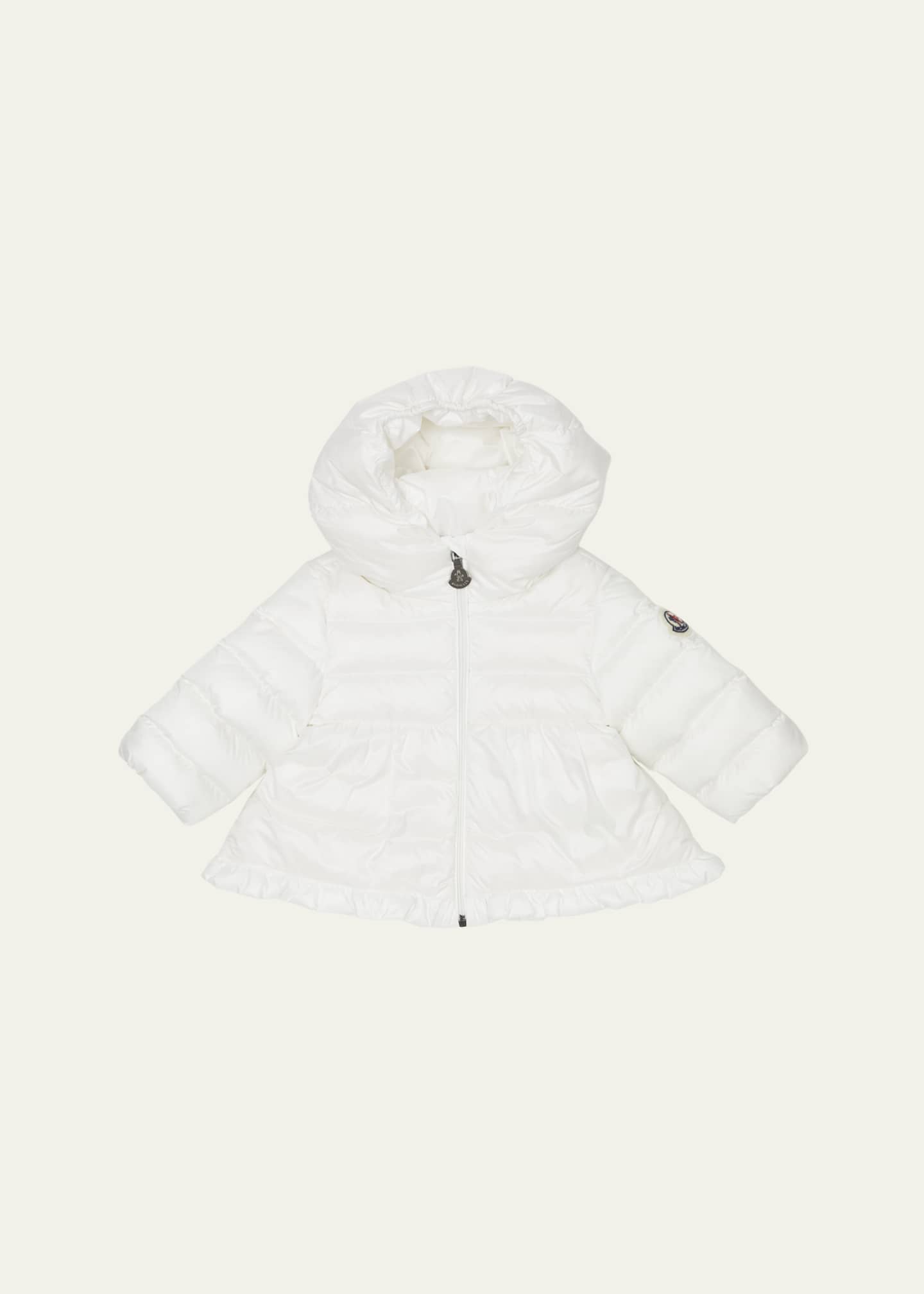 Moncler Girl's Odile A-Line Ruffle-Trim Coat, Size 3M-3 Image 1 of 3