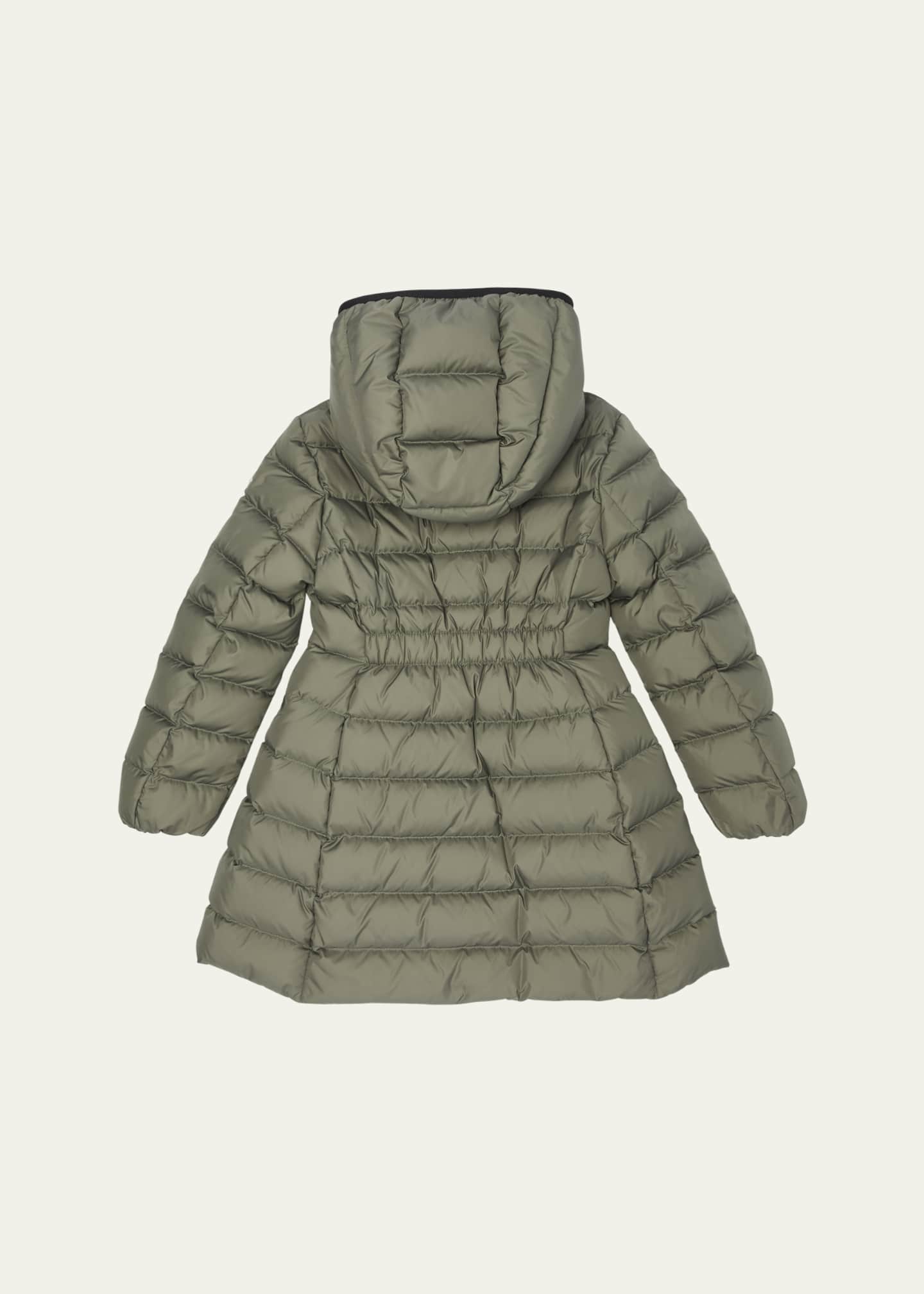 Moncler Girl's Charpal Cinched Waist Long Coat, Size 8-14