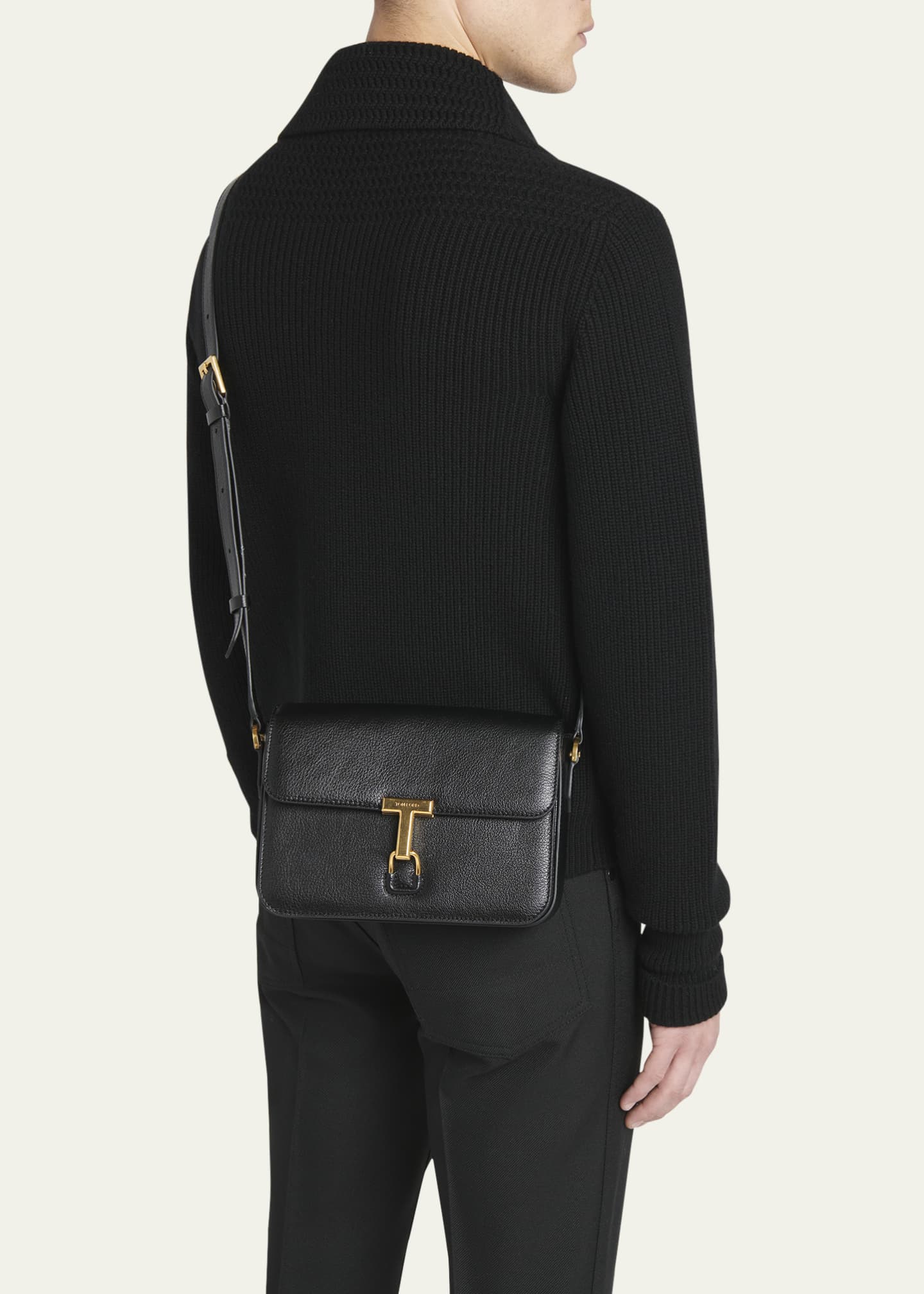 TOM FORD Men's Monarch Grained Leather Messenger Bag Image 2 of 5