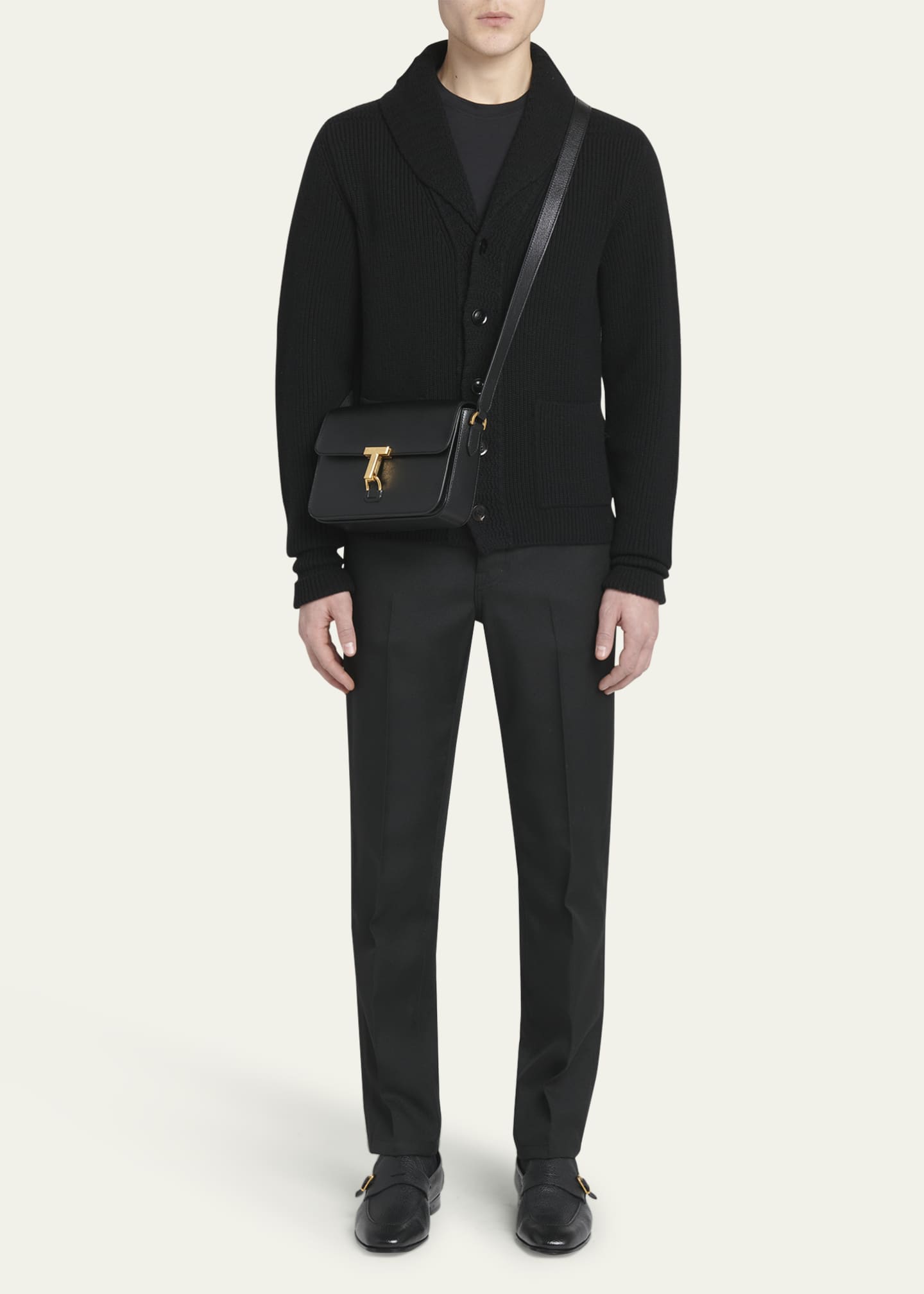 TOM FORD Men's Monarch Grained Leather Messenger Bag Image 5 of 5