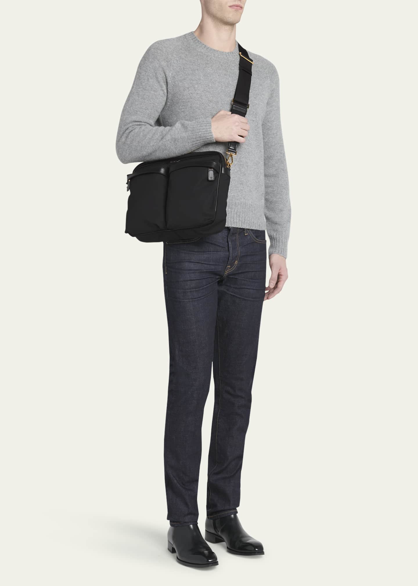 TOM FORD Men's Recycled Nylon Utility Messenger Bag TOM FORD Men's Recycled Nylon Utility Messenger Bag