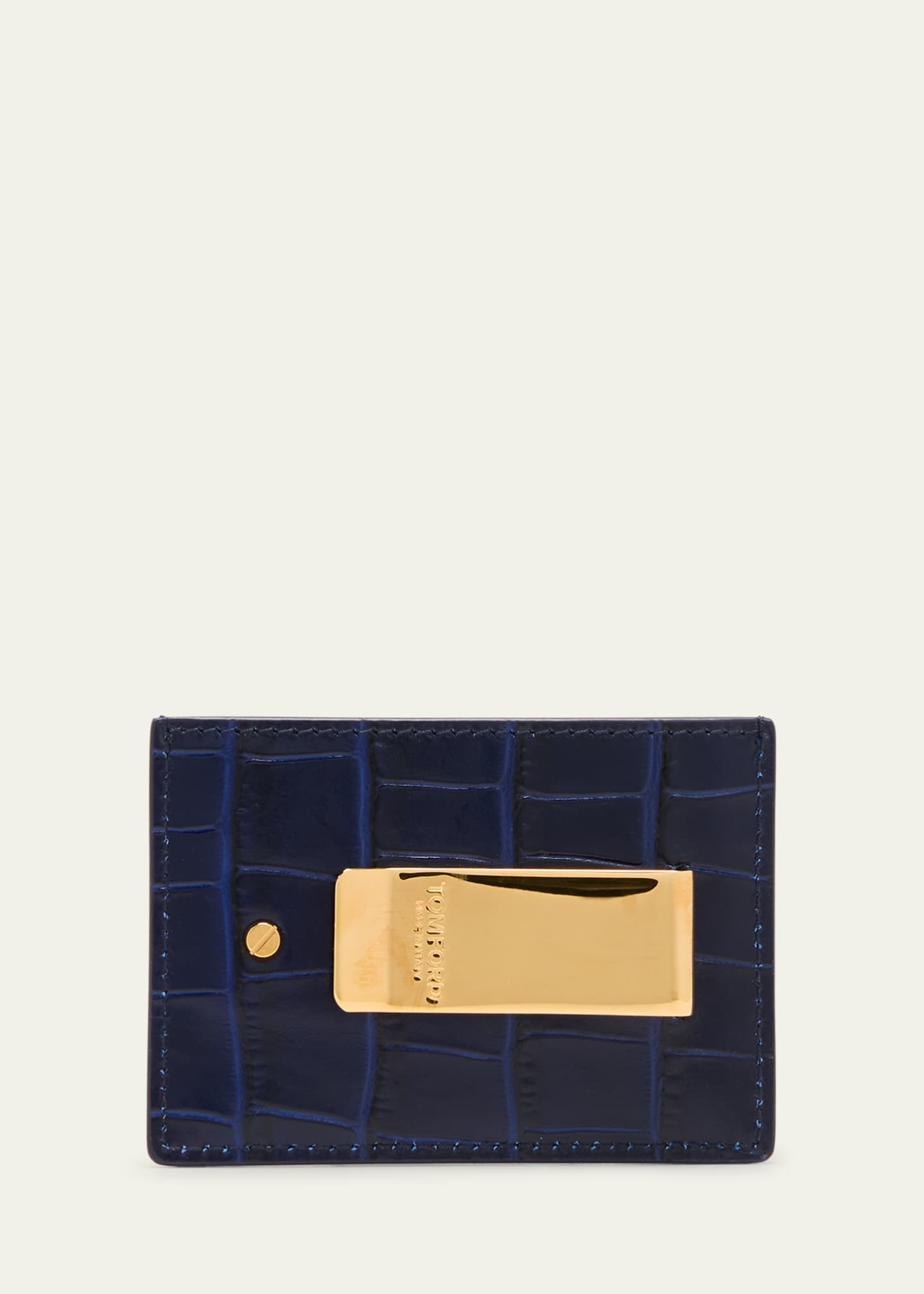 TOM FORD Men's Shiny Croc-Print Money Clip Card Holder - Bergdorf Goodman
