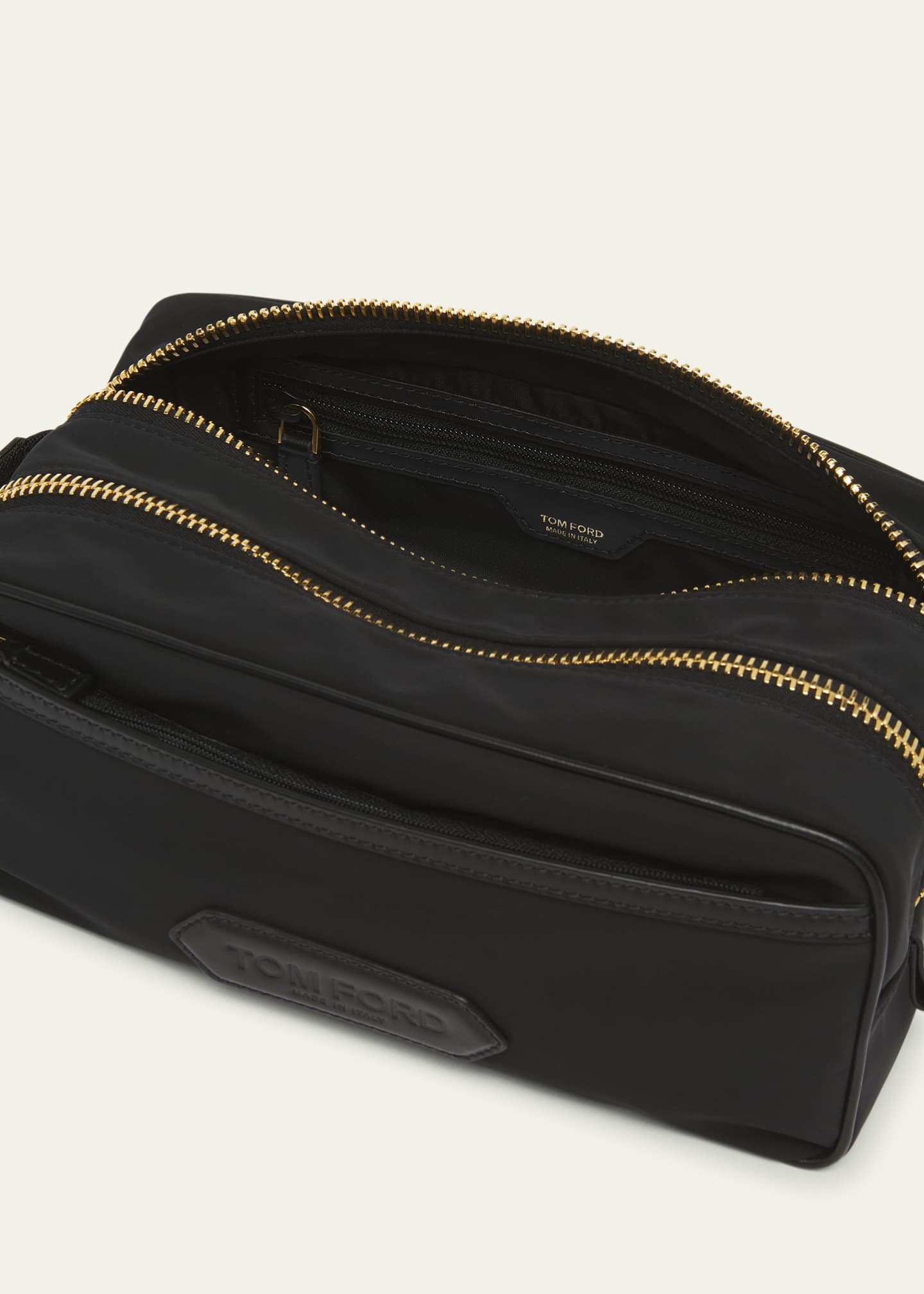 Tom Ford Recycled Nylon Double Zip Toiletry Bag Black