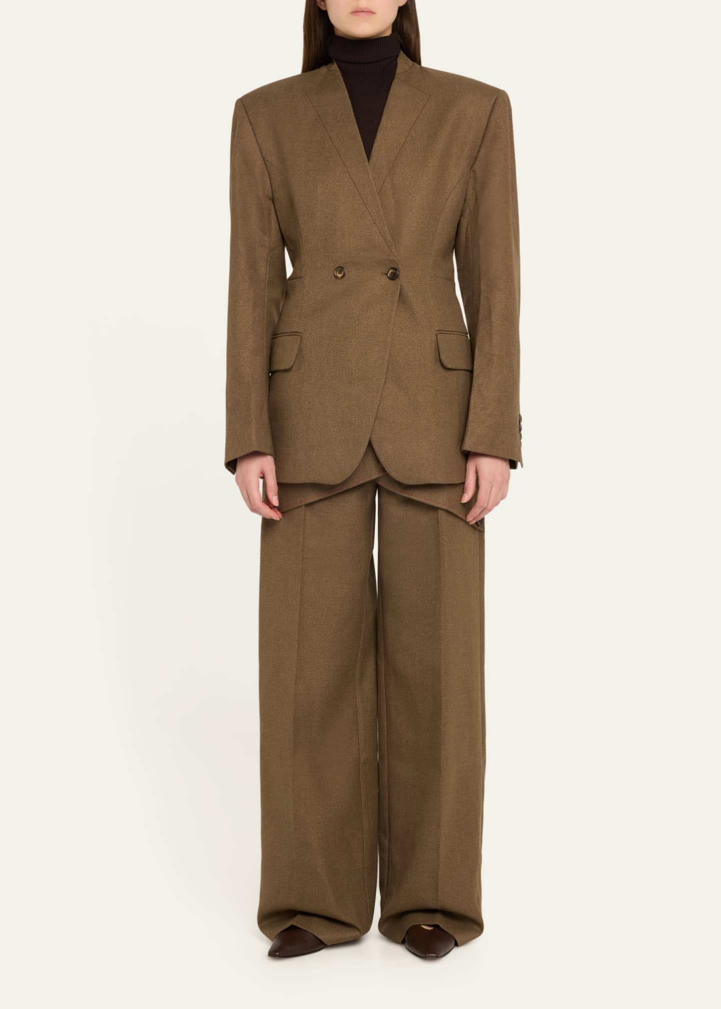 Zomer Collarless Double-Breasted Tailored Jacket Image 2 of 5