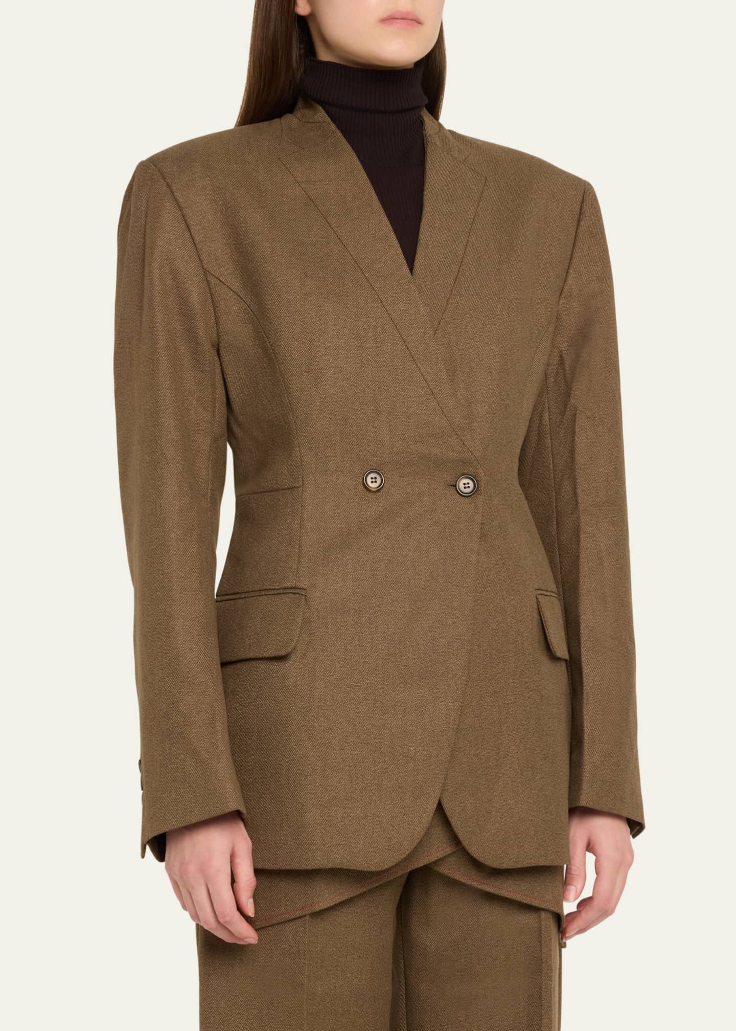 Zomer Collarless Double-Breasted Tailored Jacket Image 4 of 5