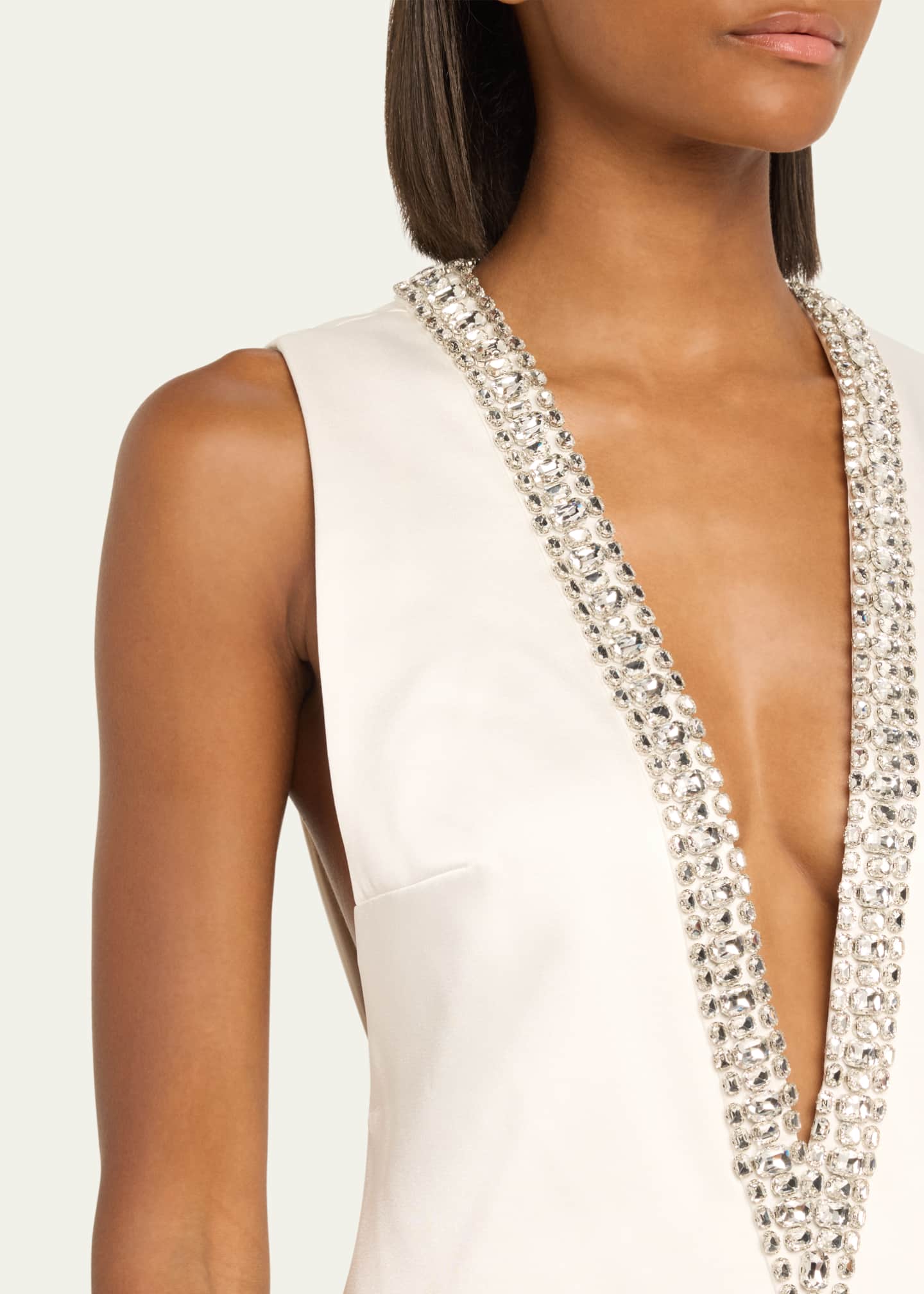 Nancie Crystal Plunging Mini Dress