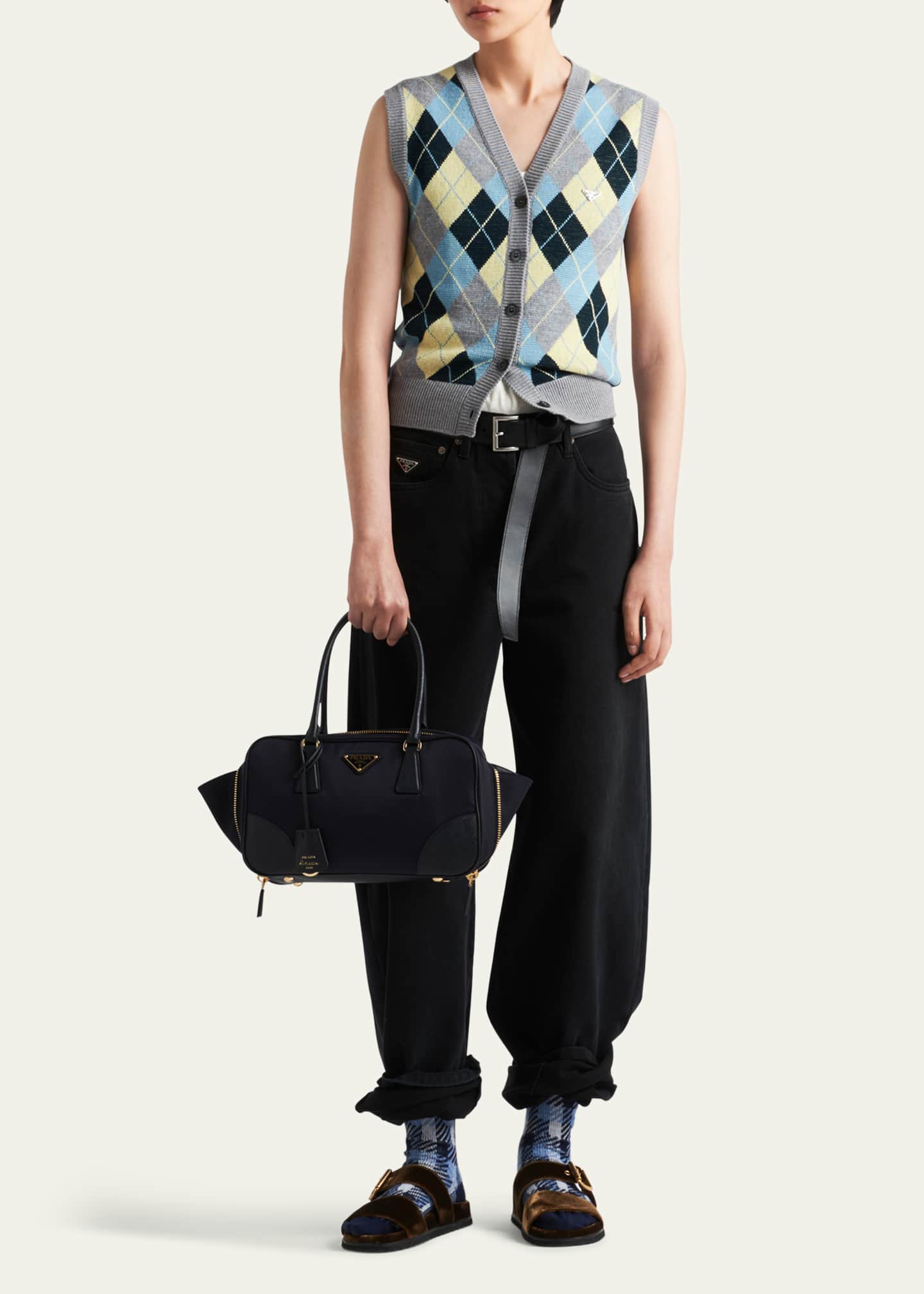 Prada Jacquard Argyle Superfine Wool Vest Image 2 of 4