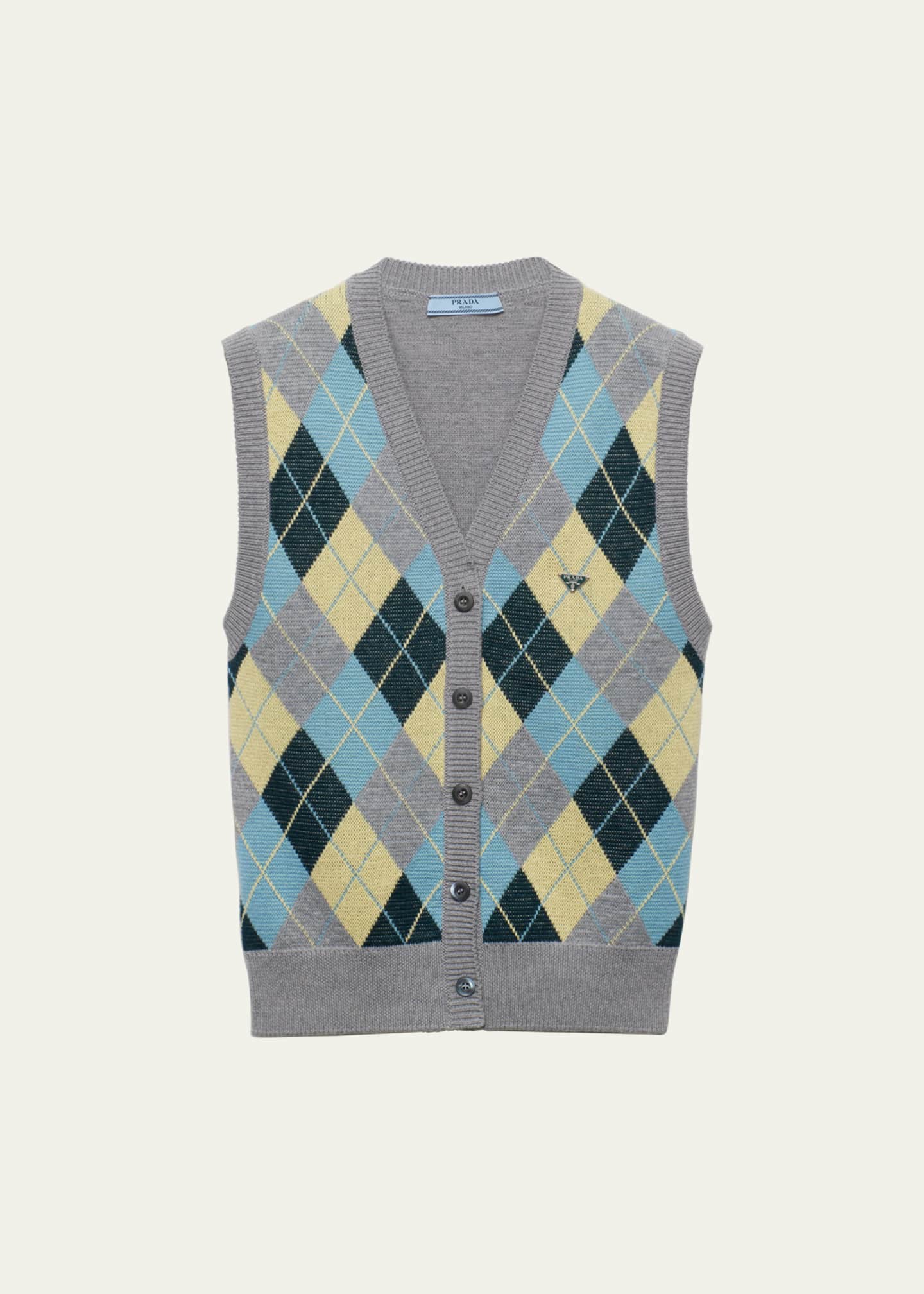 Prada Jacquard Argyle Superfine Wool Vest Image 1 of 4