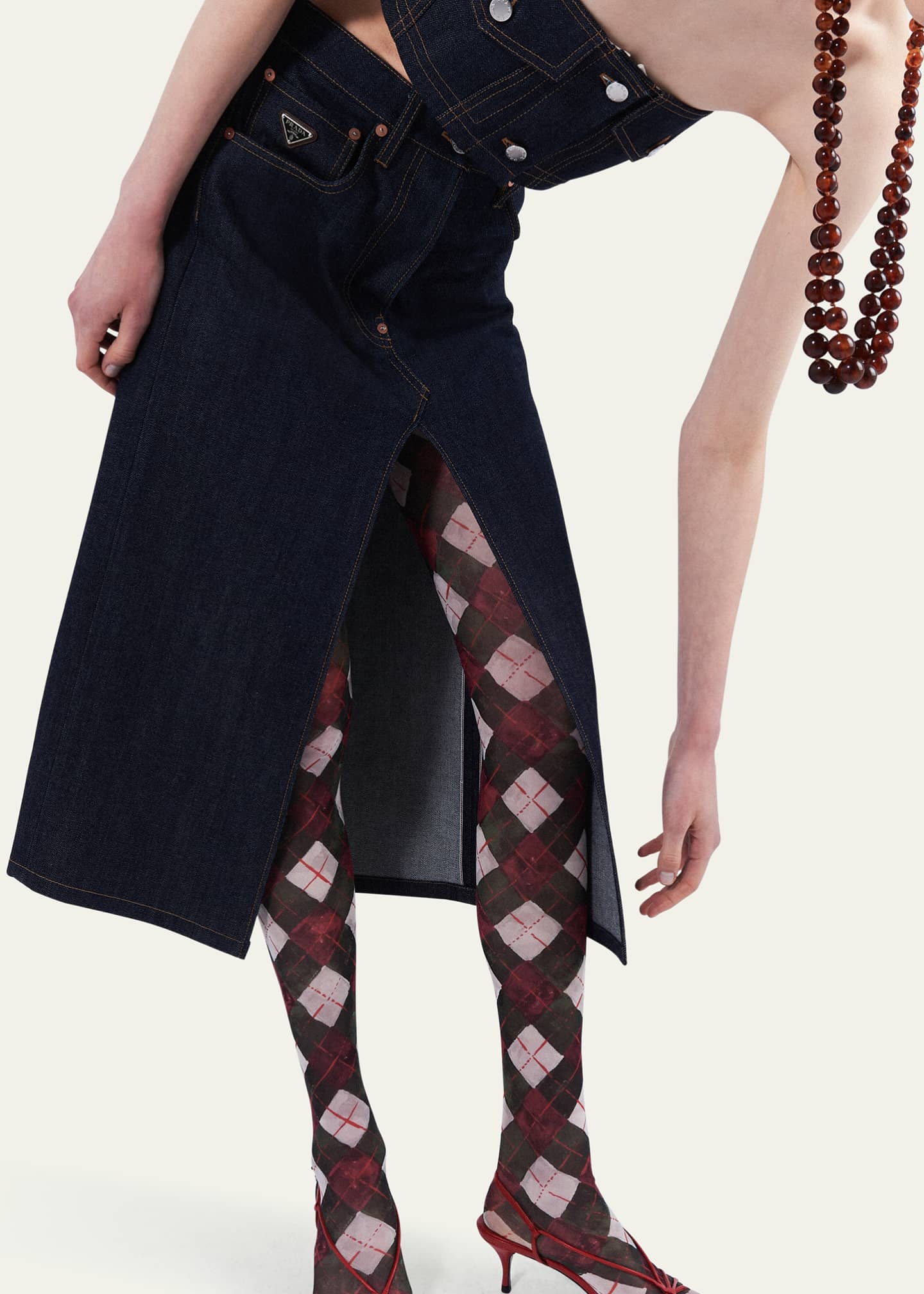 Prada Argyle Tulle Tights Image 2 of 2