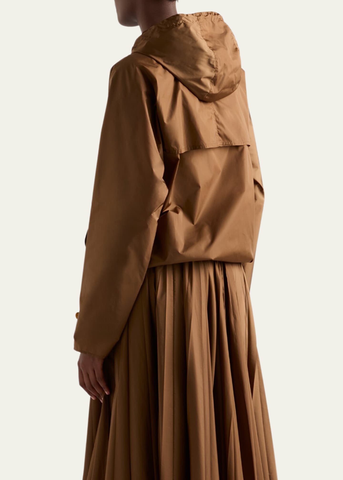 Hooded Drawstring Nylon Jacket