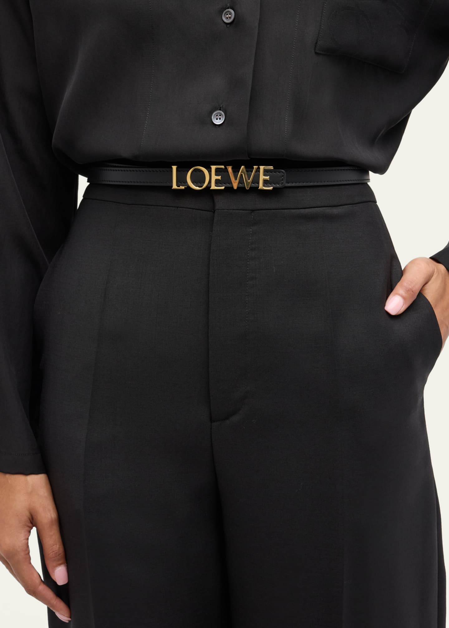 Loewe Bold Logo Leather Skinny Belt Image 2 of 2
