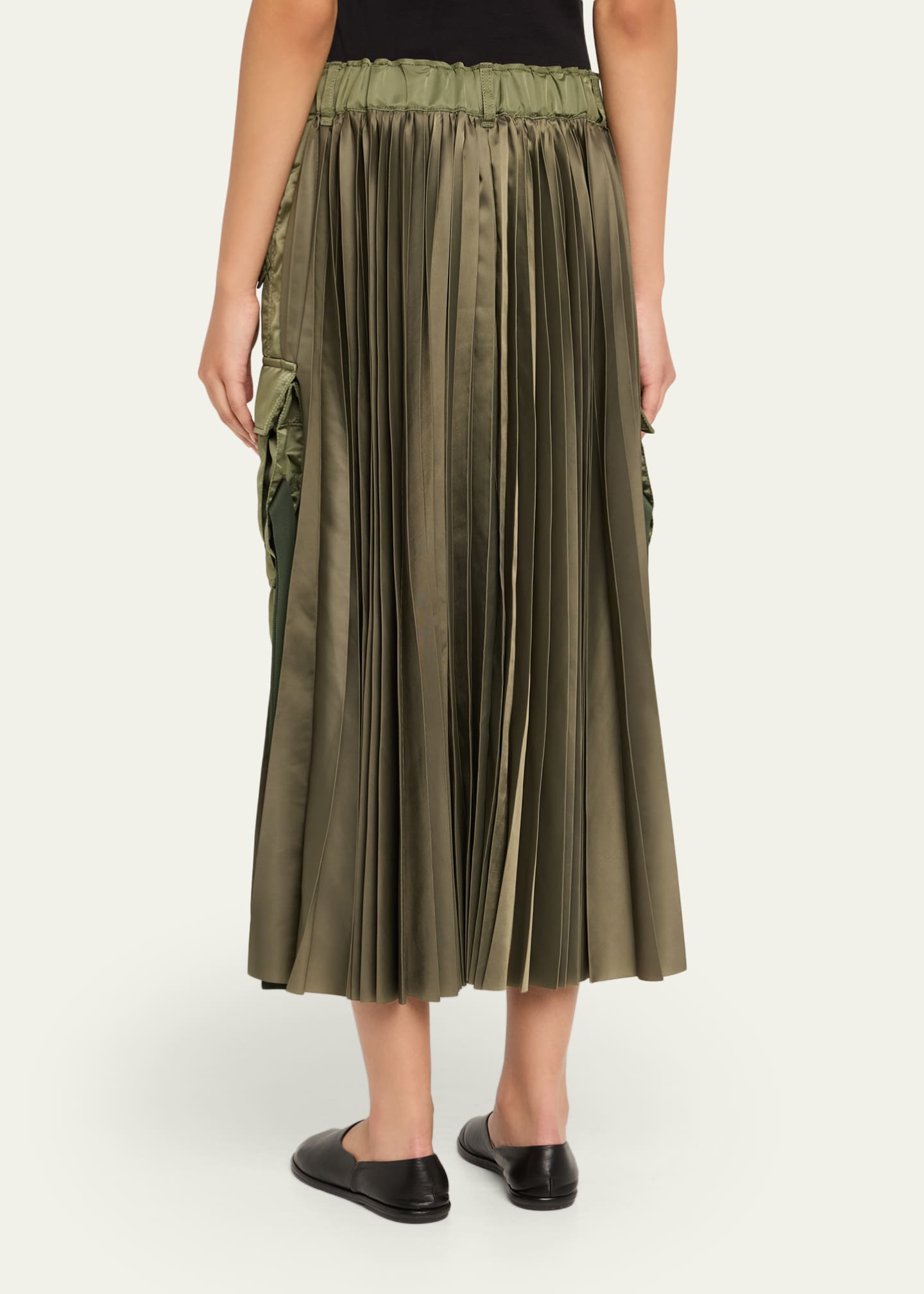 【sacai】22SS Nylon Twill Skirt SACAI Nylon-Twill Pleated Cargo Midi Skirt - Bergdorf Goodman