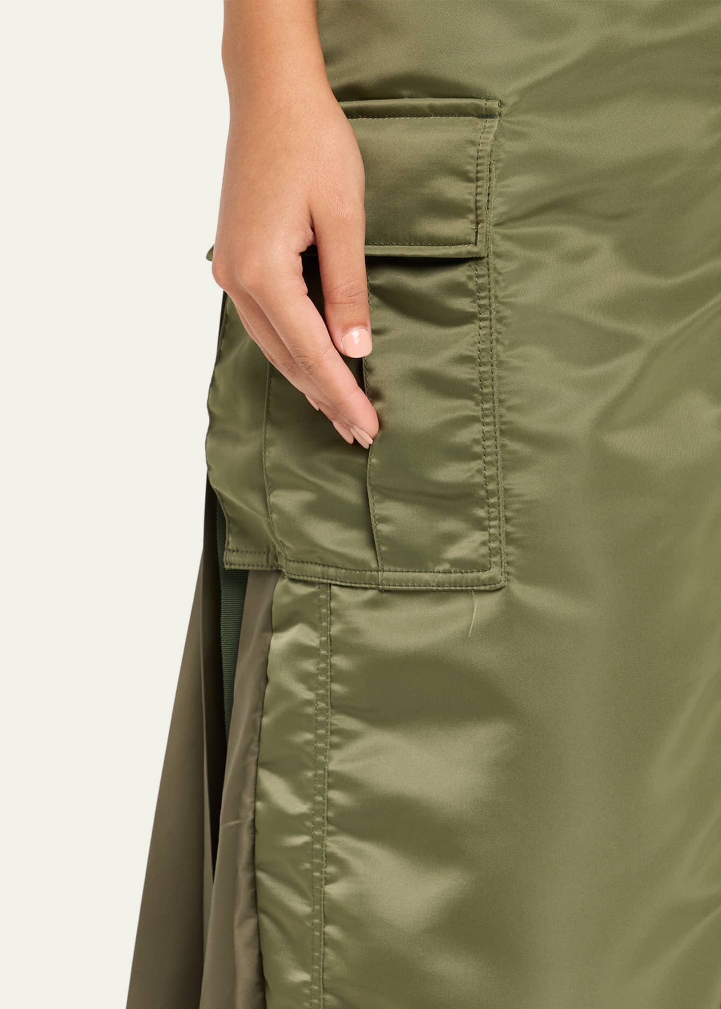 SACAI Nylon-Twill Pleated Cargo Midi Skirt - Bergdorf Goodman