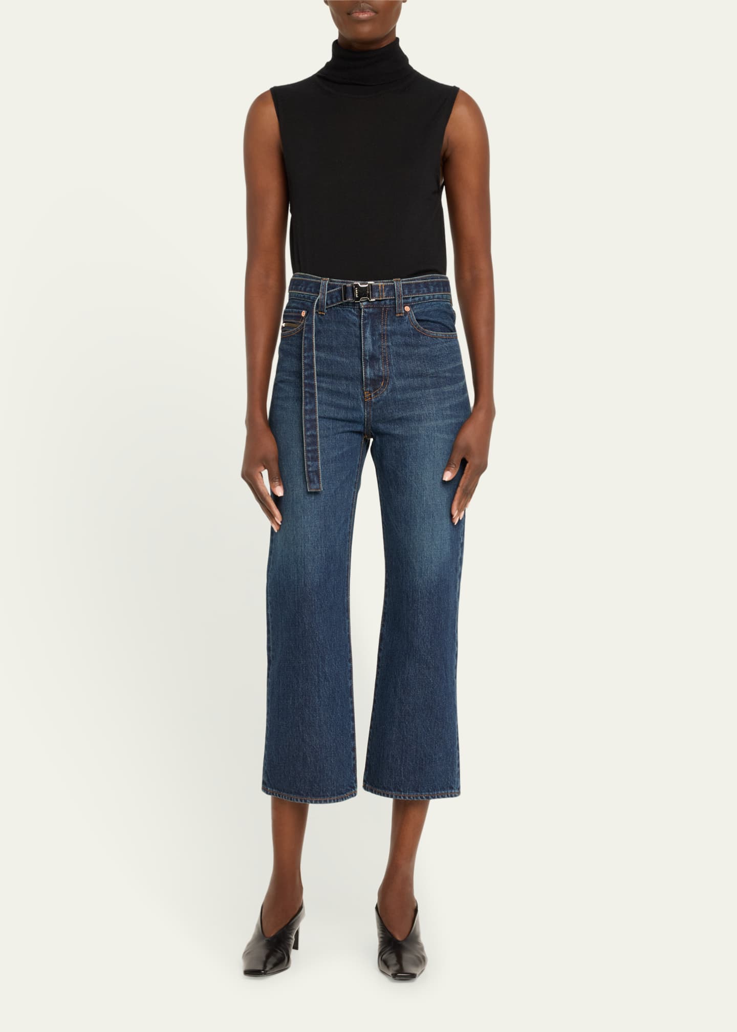 sacai 国内買付 Boot Cut Denim Pants SACAI Belted bootcut jeans | NET-A-PORTER