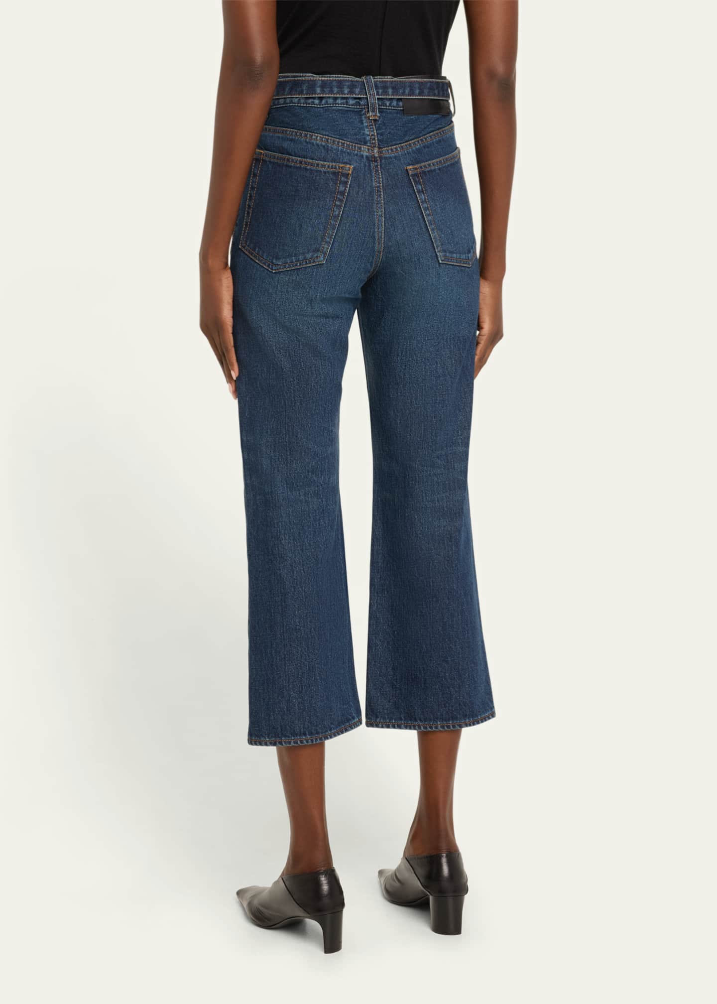 SACAI Belted Bootcut Denim Capri Pants Bergdorf Goodman