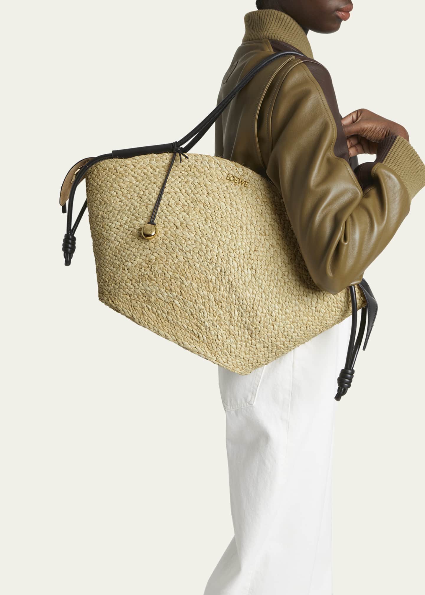 Loewe Paseo Raffia Tote Bag NATURALBLACK