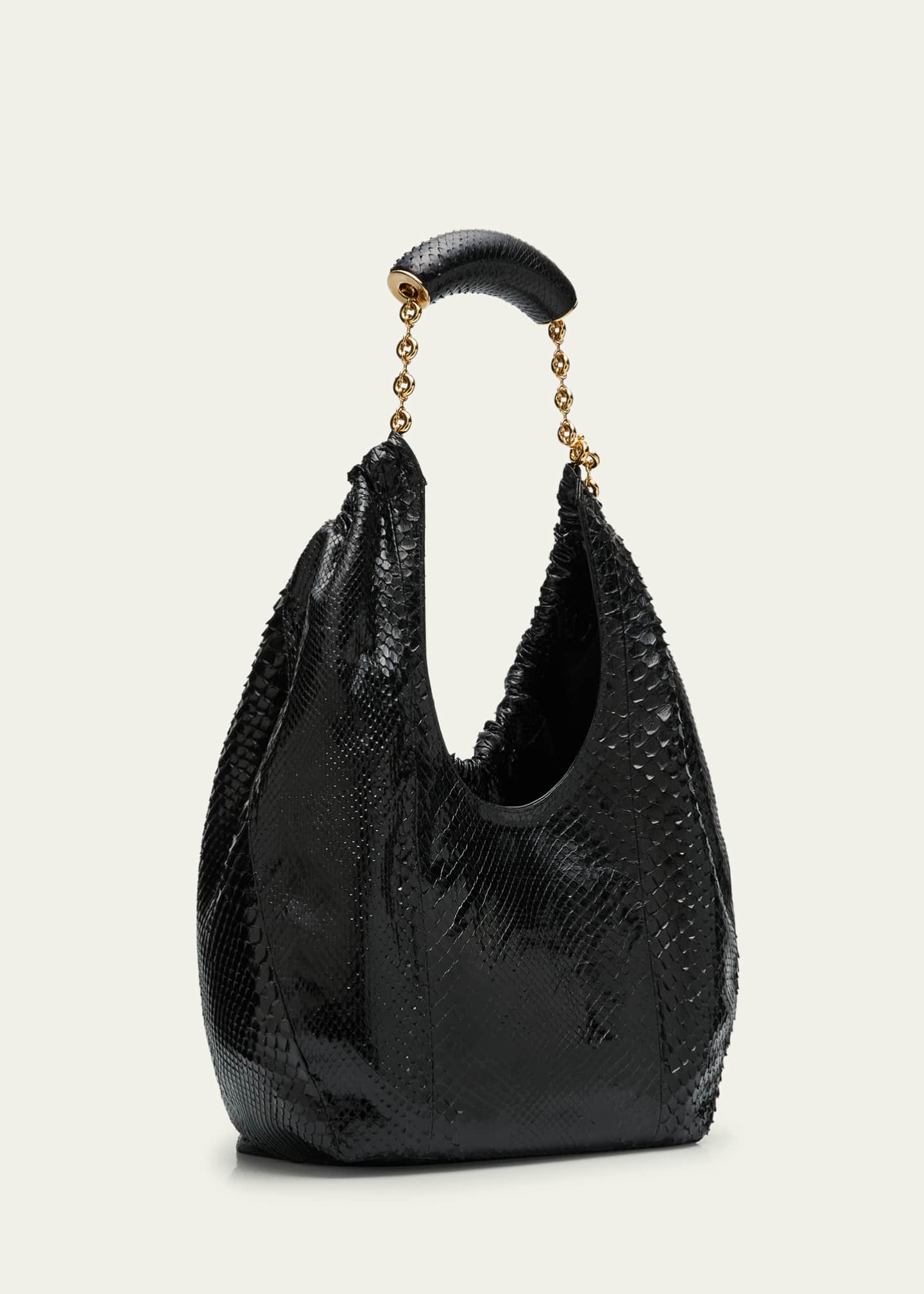 Loewe Squeeze Medium Shiny Snakeskin Hobo Bag Image 3 of 6