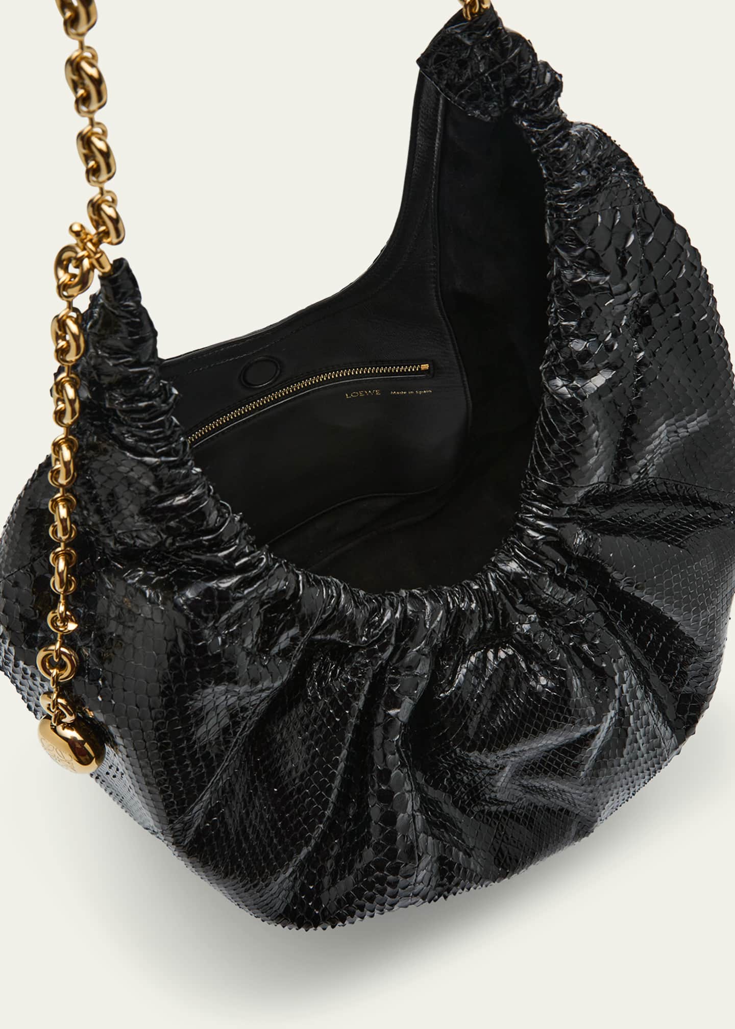 Loewe Squeeze Medium Shiny Snakeskin Hobo Bag Image 4 of 6