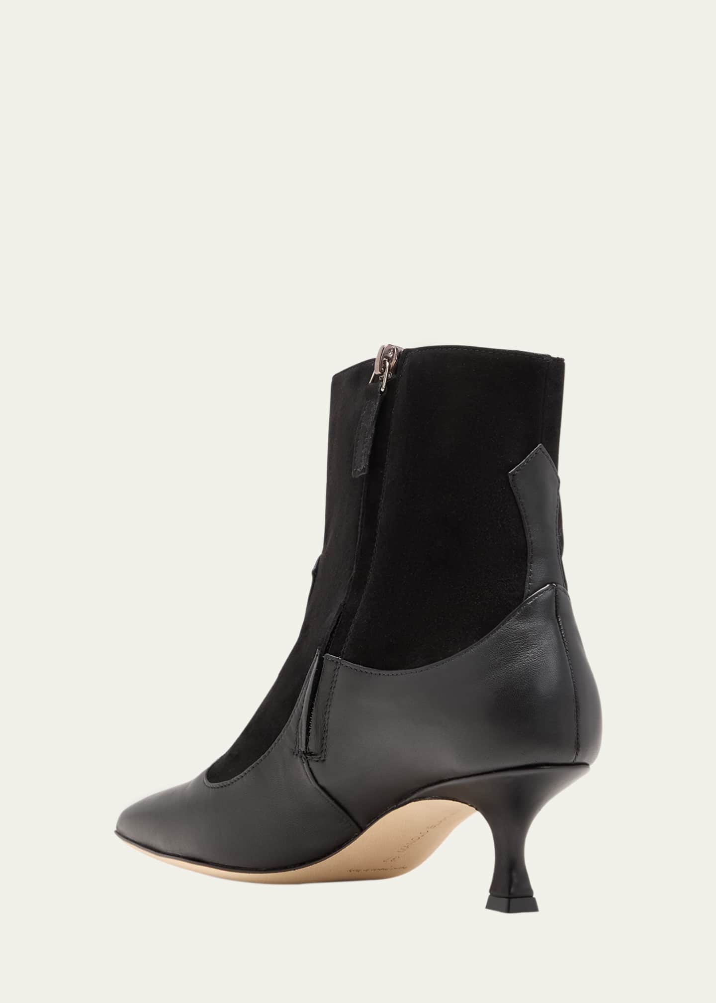 Manolo Blahnik Atalanta Mixed Leather Ankle Booties Image 4 of 4