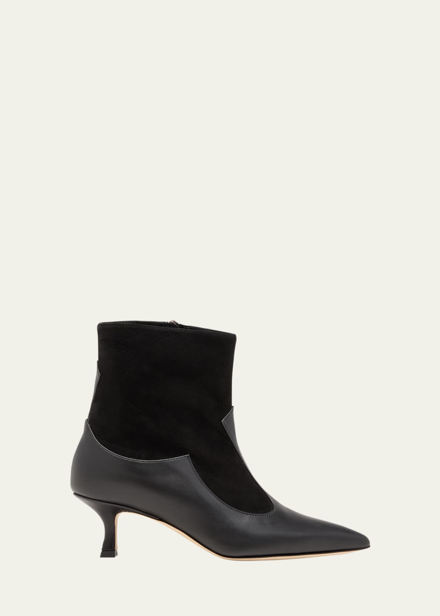 Manolo Blahnik Atalanta Mixed Leather Ankle Booties Image 1 of 4
