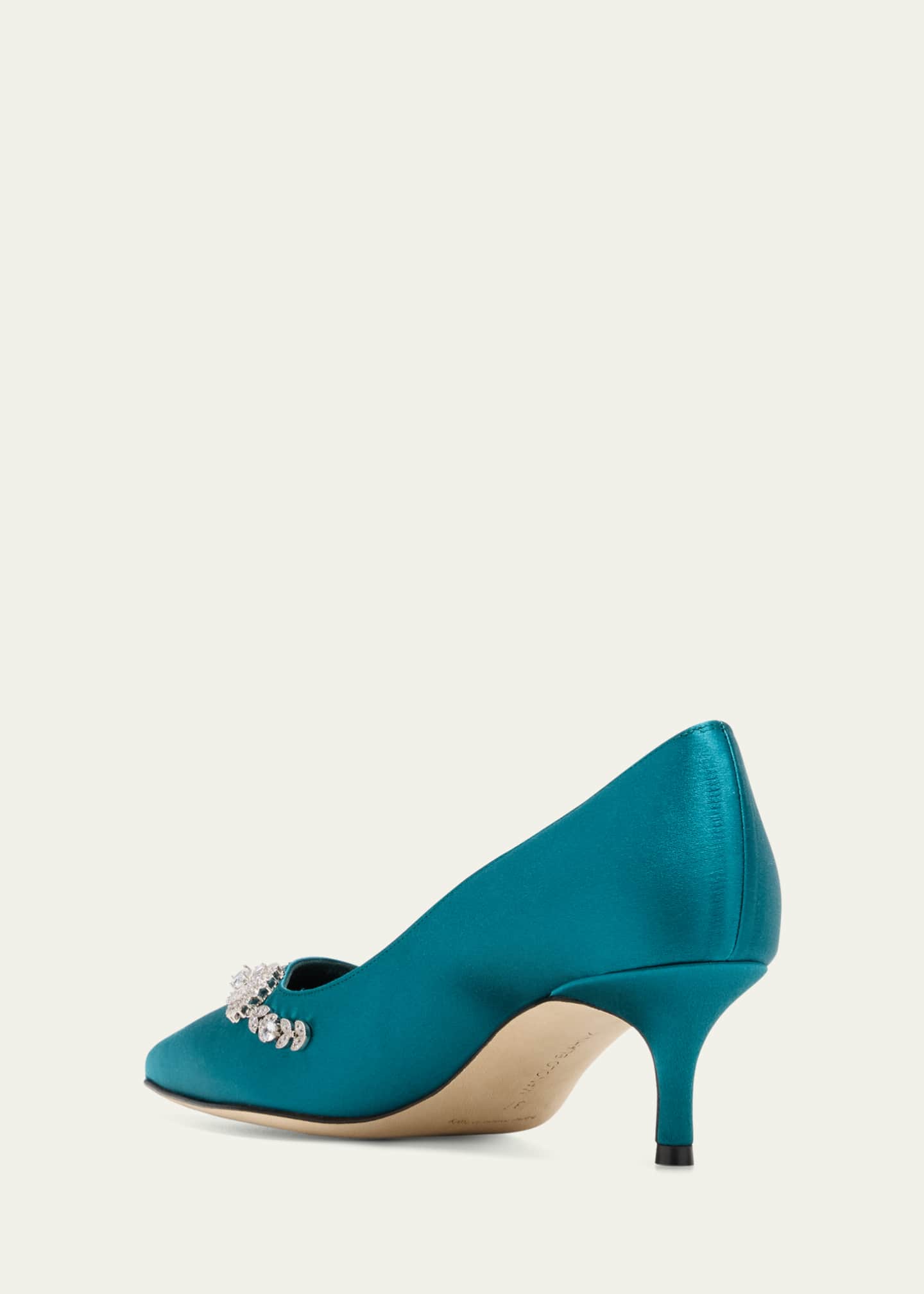Manolo Blahnik Lamik Satin Crystal Ornament Pumps Image 4 of 4