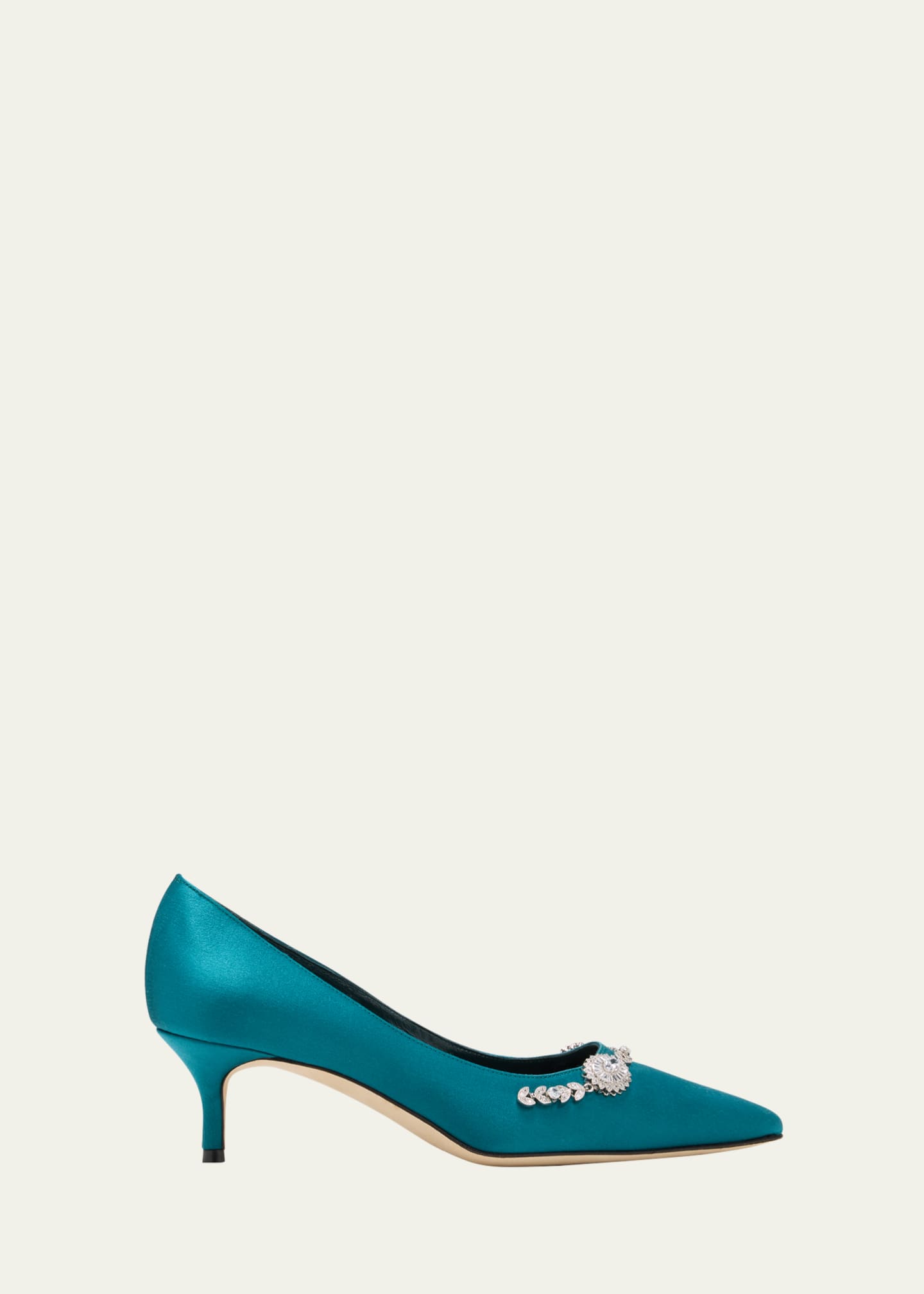 Manolo Blahnik Lamik Satin Crystal Ornament Pumps Image 1 of 4