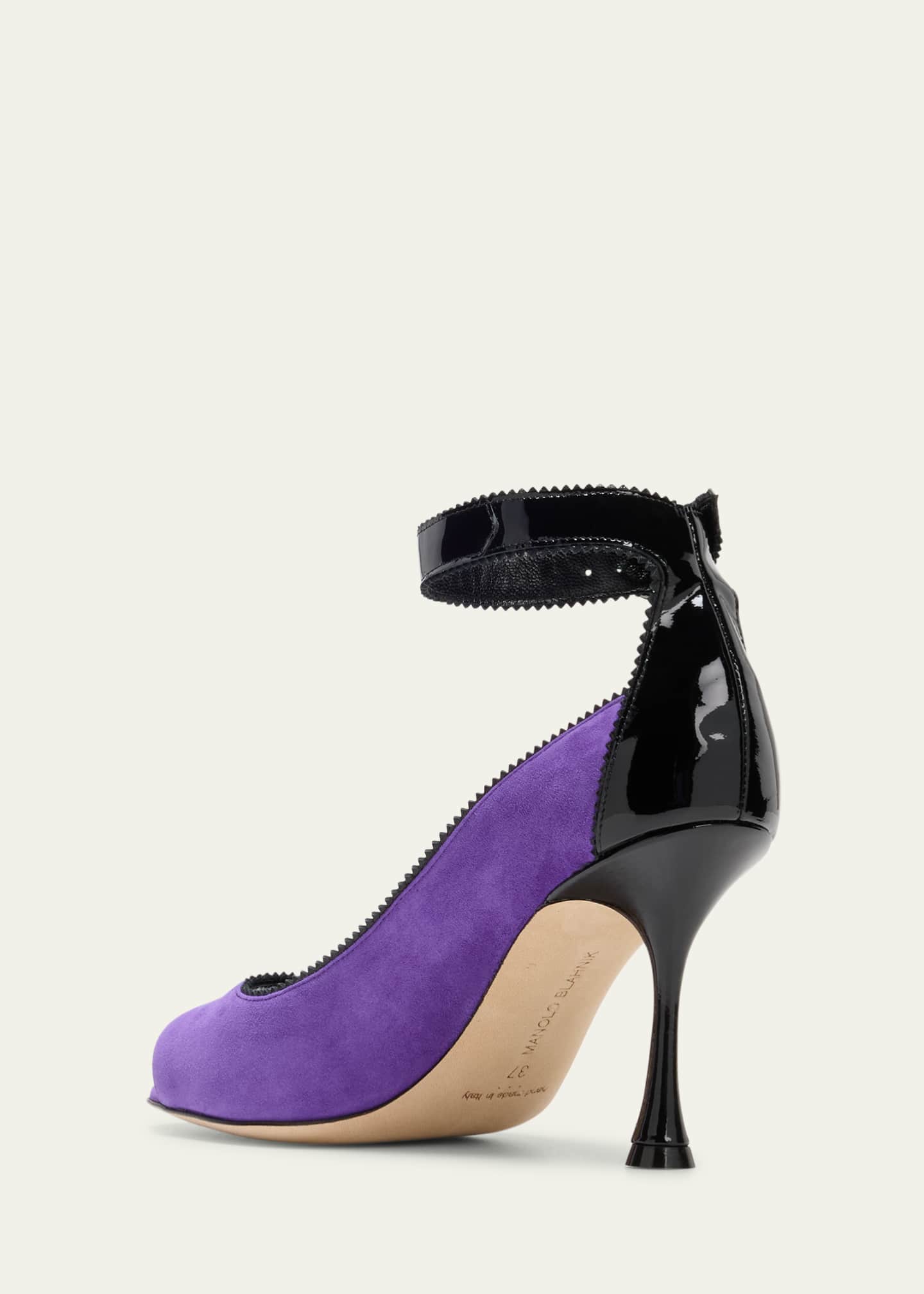 Manolo Blahnik Kadirasa Suede Open-Toe Pumps Image 4 of 5