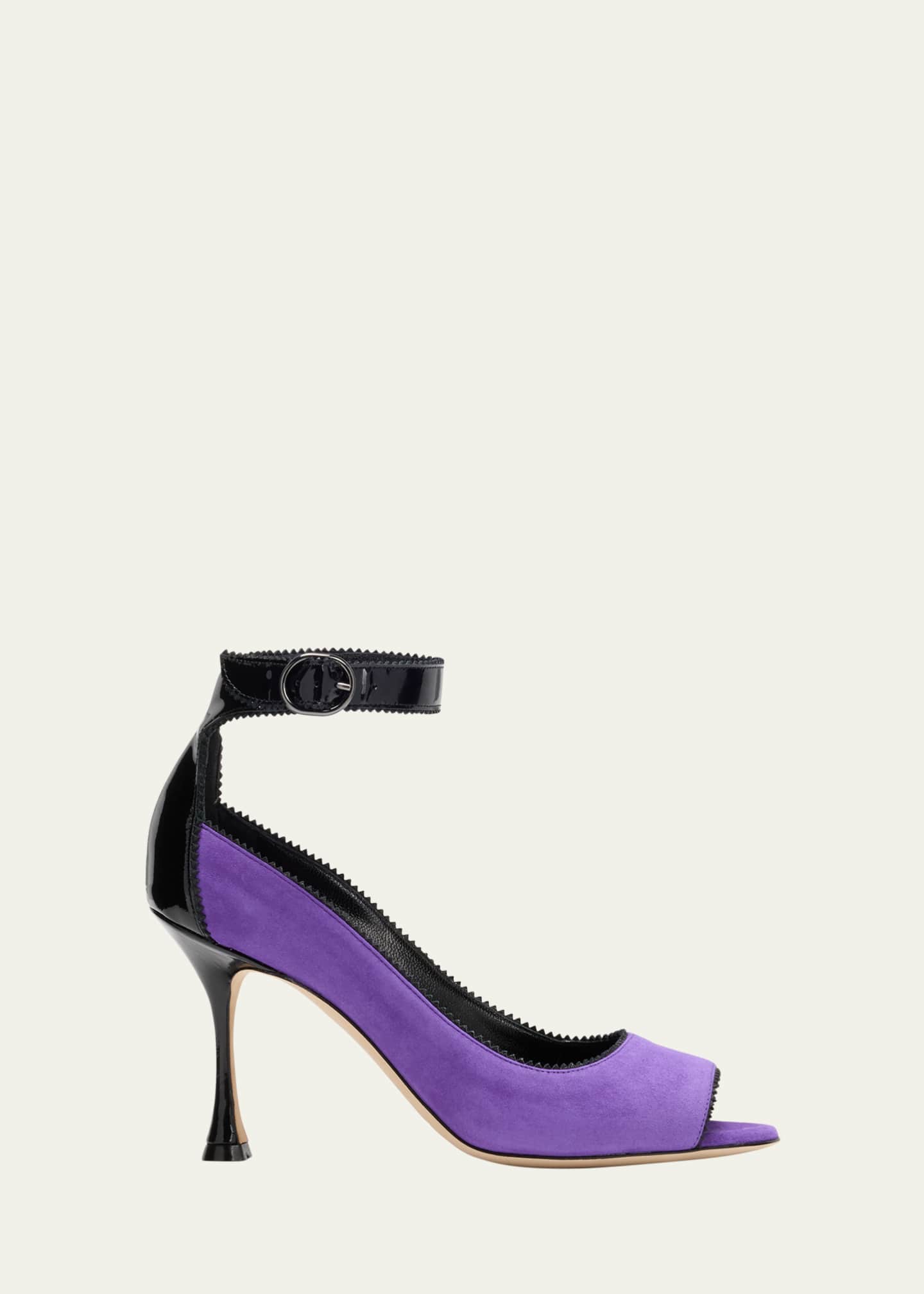 Manolo Blahnik Kadirasa Suede Open-Toe Pumps Image 1 of 5