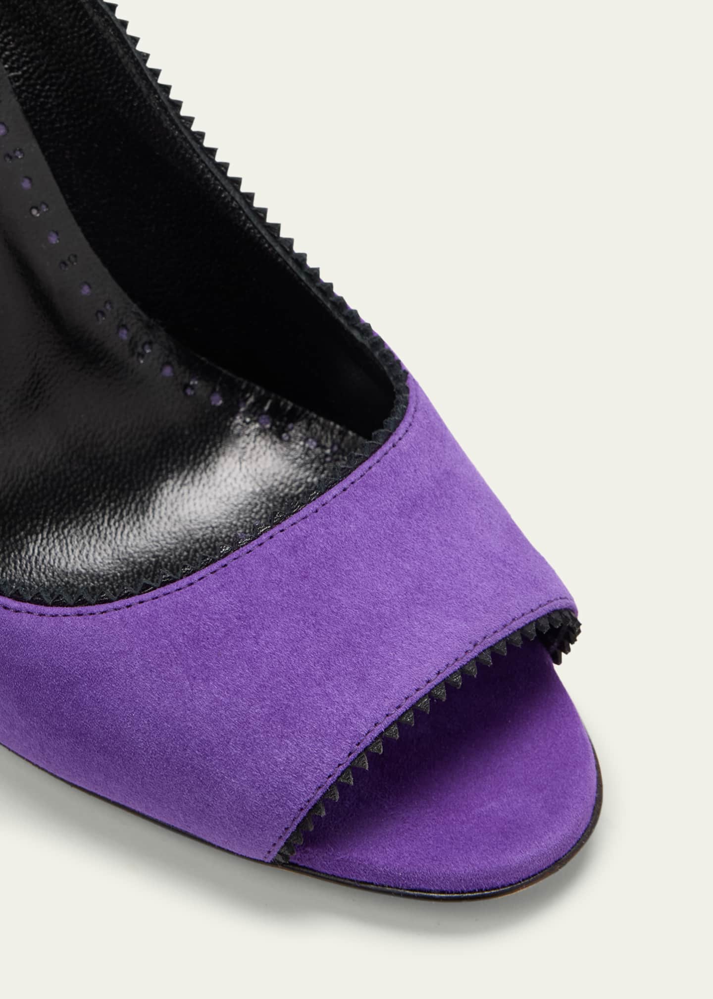 Manolo Blahnik Kadirasa Suede Open-Toe Pumps Image 5 of 5