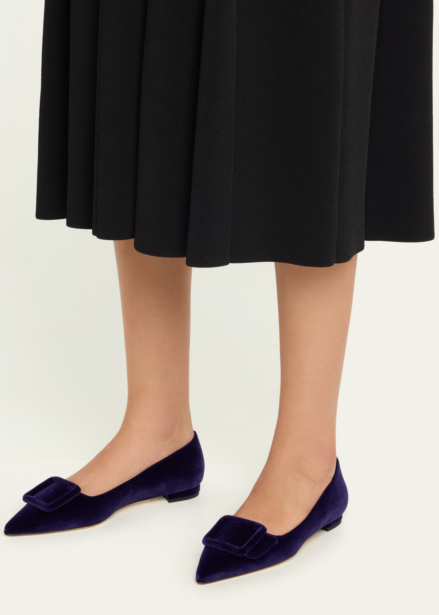 Manolo Blahnik Maysale Velvet Buckle Ballerina Flats Image 2 of 6