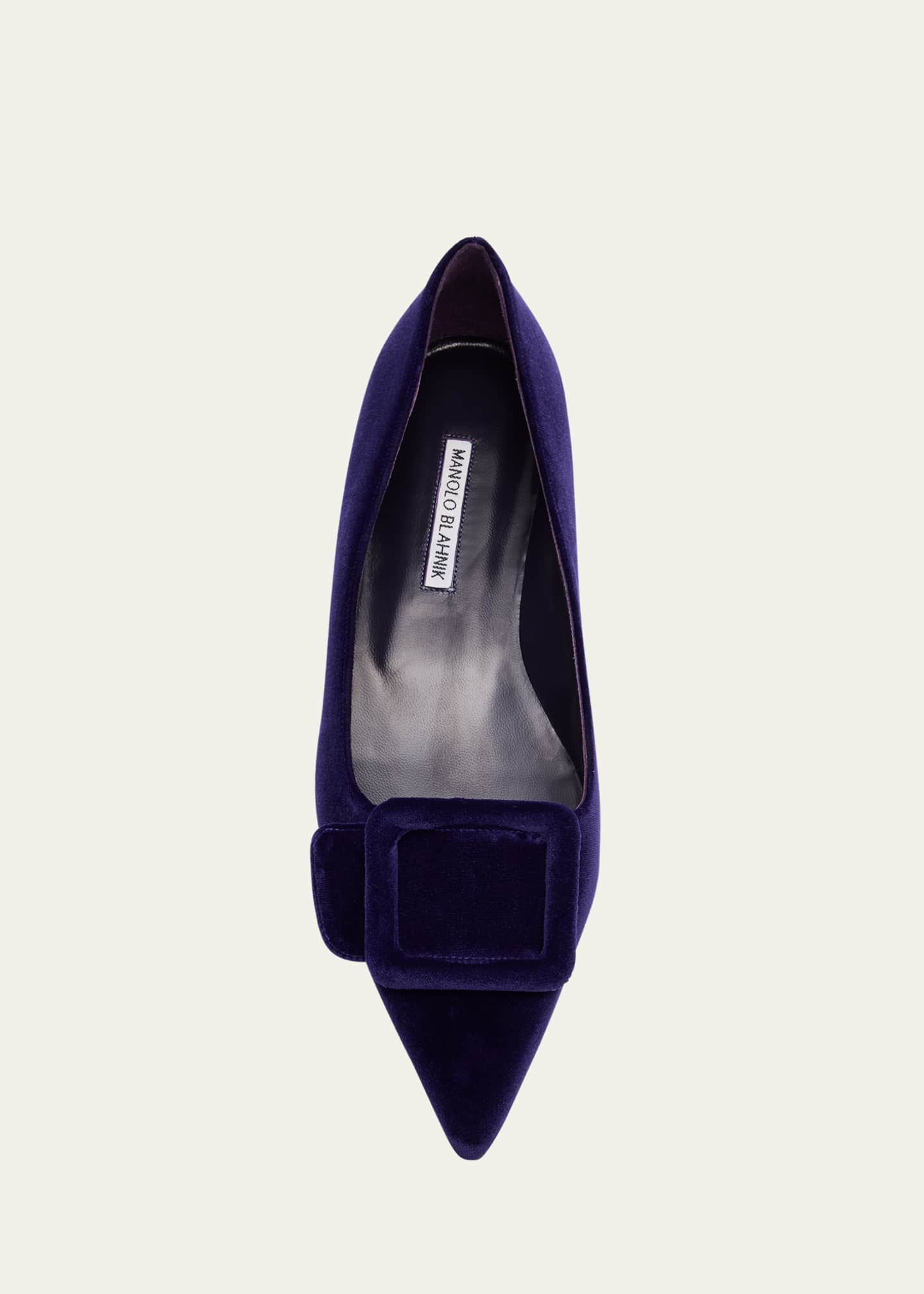 Manolo Blahnik Maysale Velvet Buckle Ballerina Flats Image 6 of 6