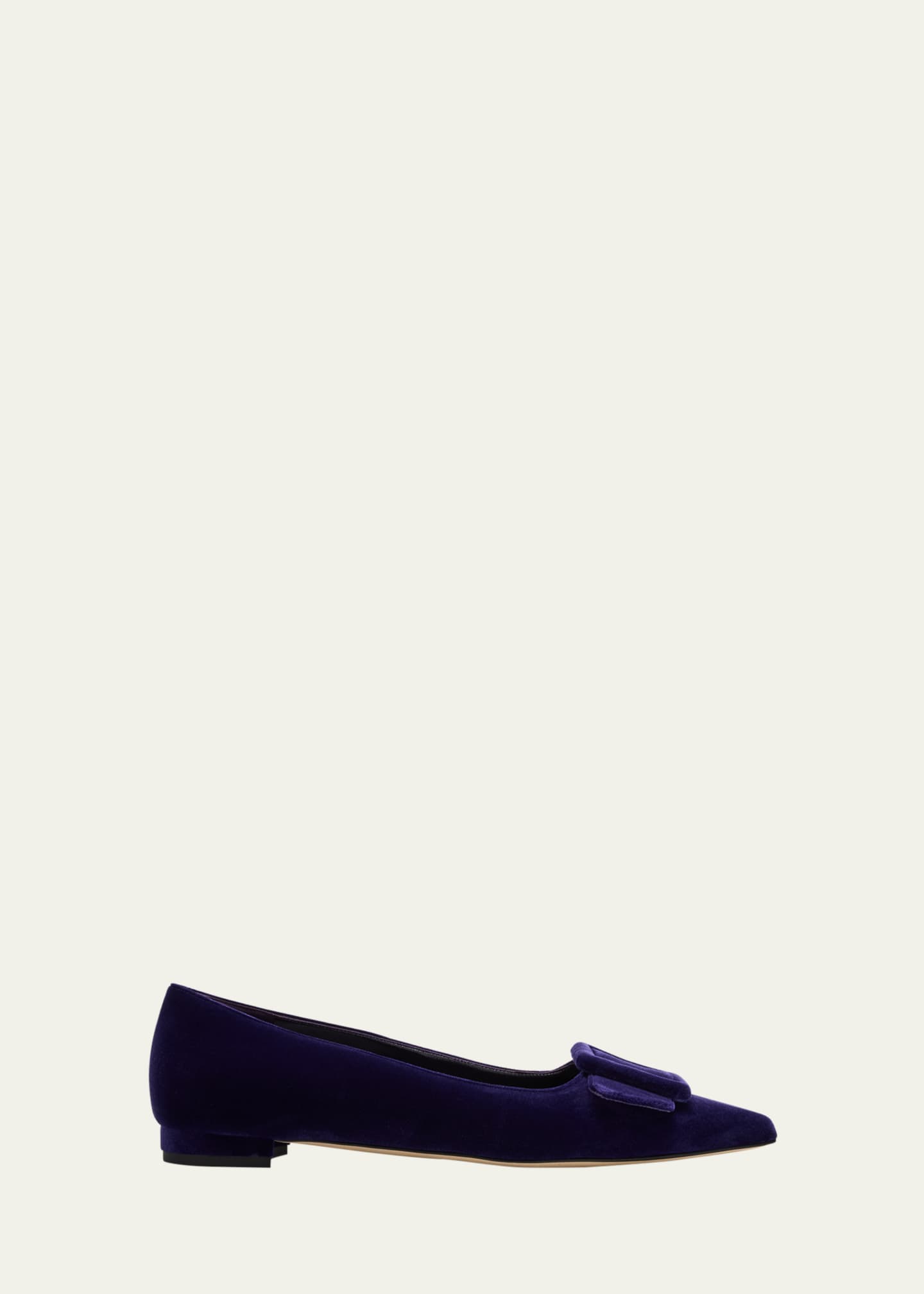 Manolo Blahnik Maysale Velvet Buckle Ballerina Flats Image 1 of 6
