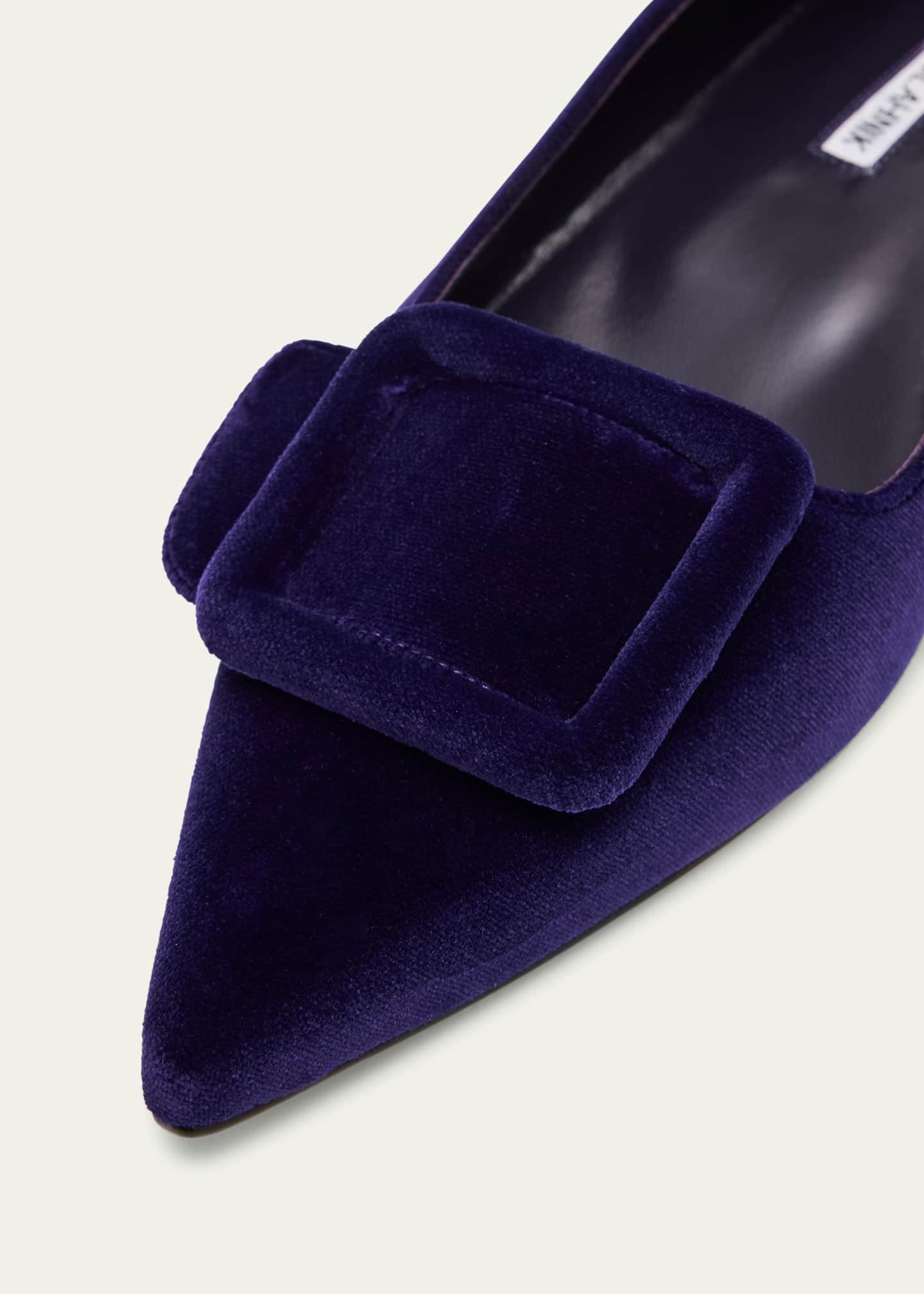 Manolo Blahnik Maysale Velvet Buckle Ballerina Flats Image 5 of 6