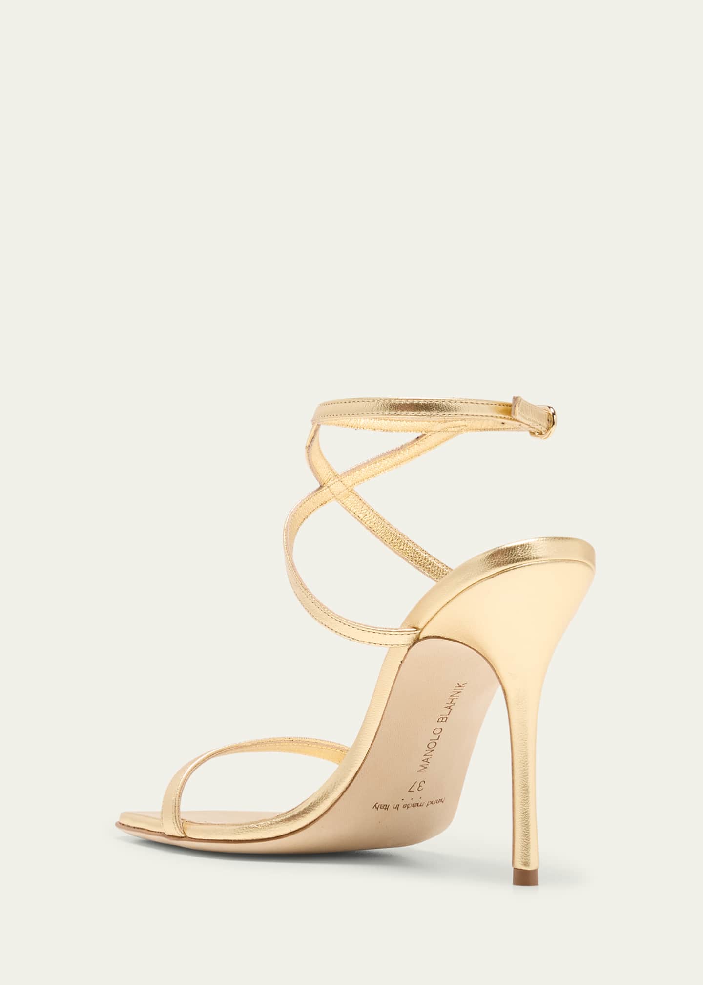 Manolo Blahnik Strania Metallic Stiletto Sandals Image 2 of 3