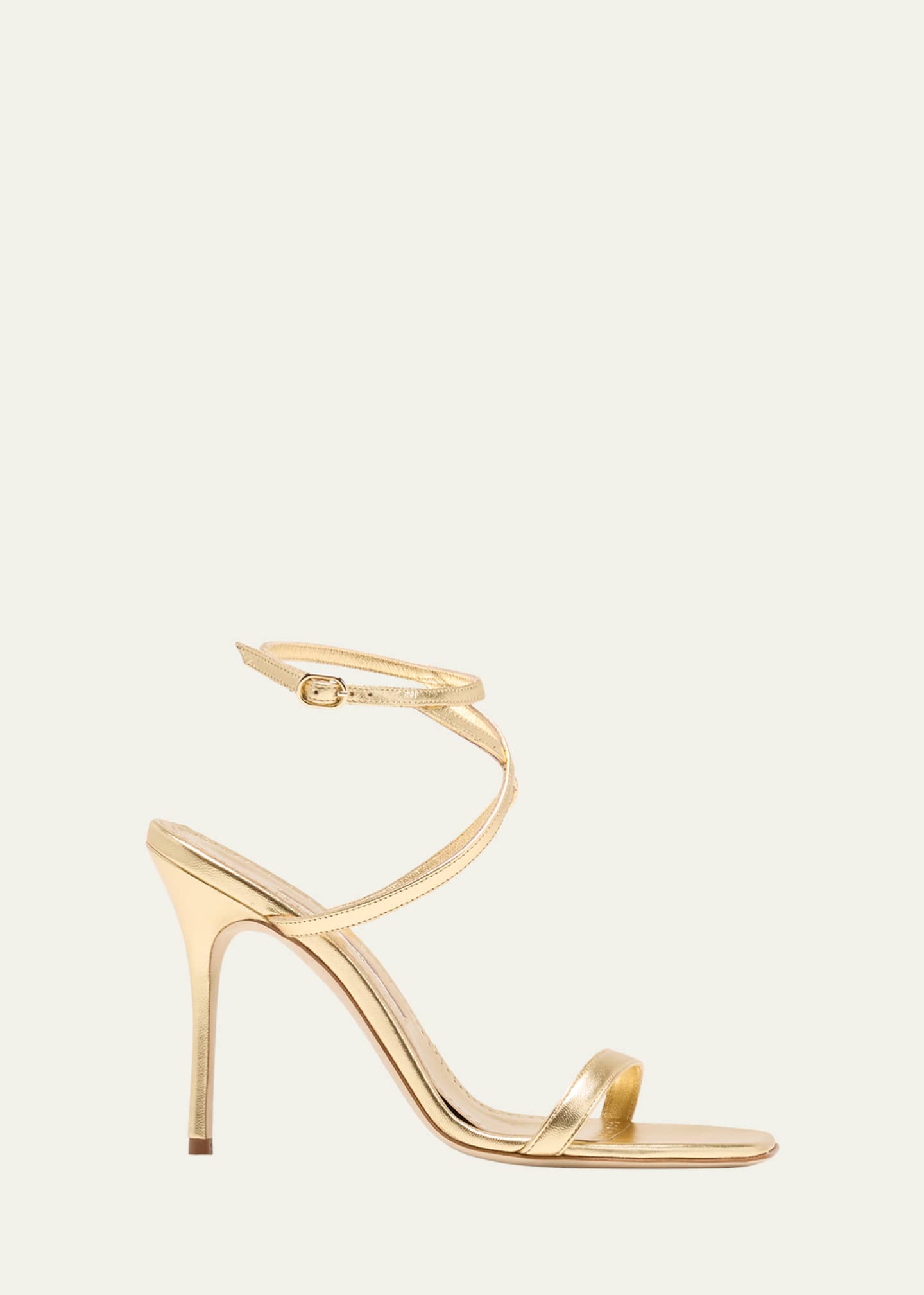 Manolo Blahnik Strania Metallic Stiletto Sandals Image 1 of 3