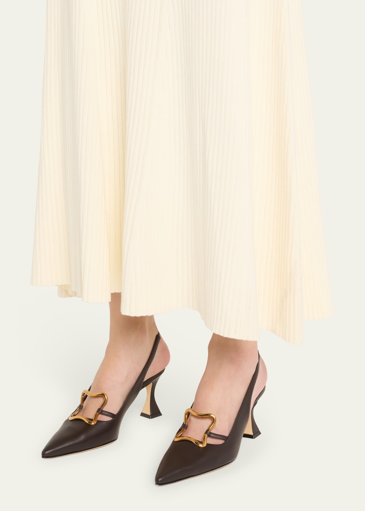 Manolo Blahnik Nikkal Leather Ornament Slingback Pumps Image 2 of 5