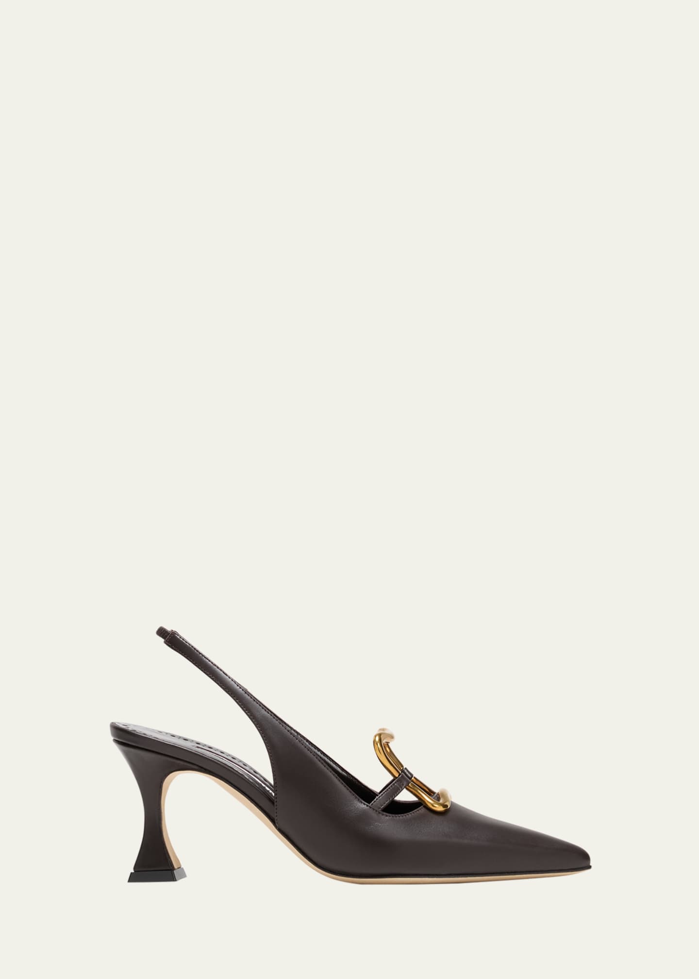 Manolo Blahnik Nikkal Leather Ornament Slingback Pumps Image 1 of 5