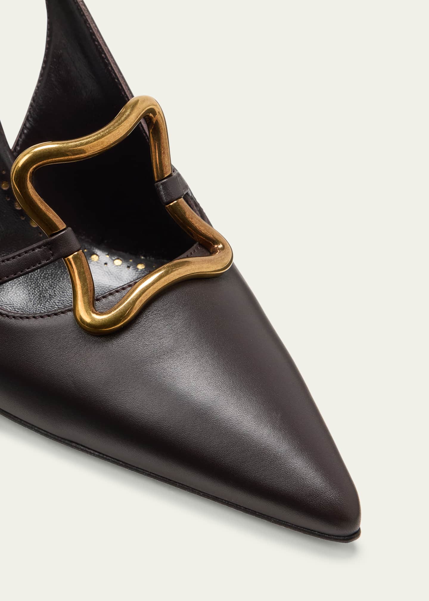 Manolo Blahnik Nikkal Leather Ornament Slingback Pumps Image 5 of 5
