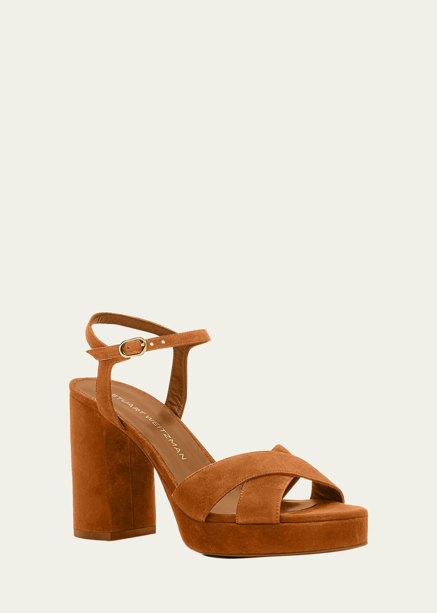 Stuart Weitzman Dayna Suede Crisscross Platform Sandals Image 3 of 6