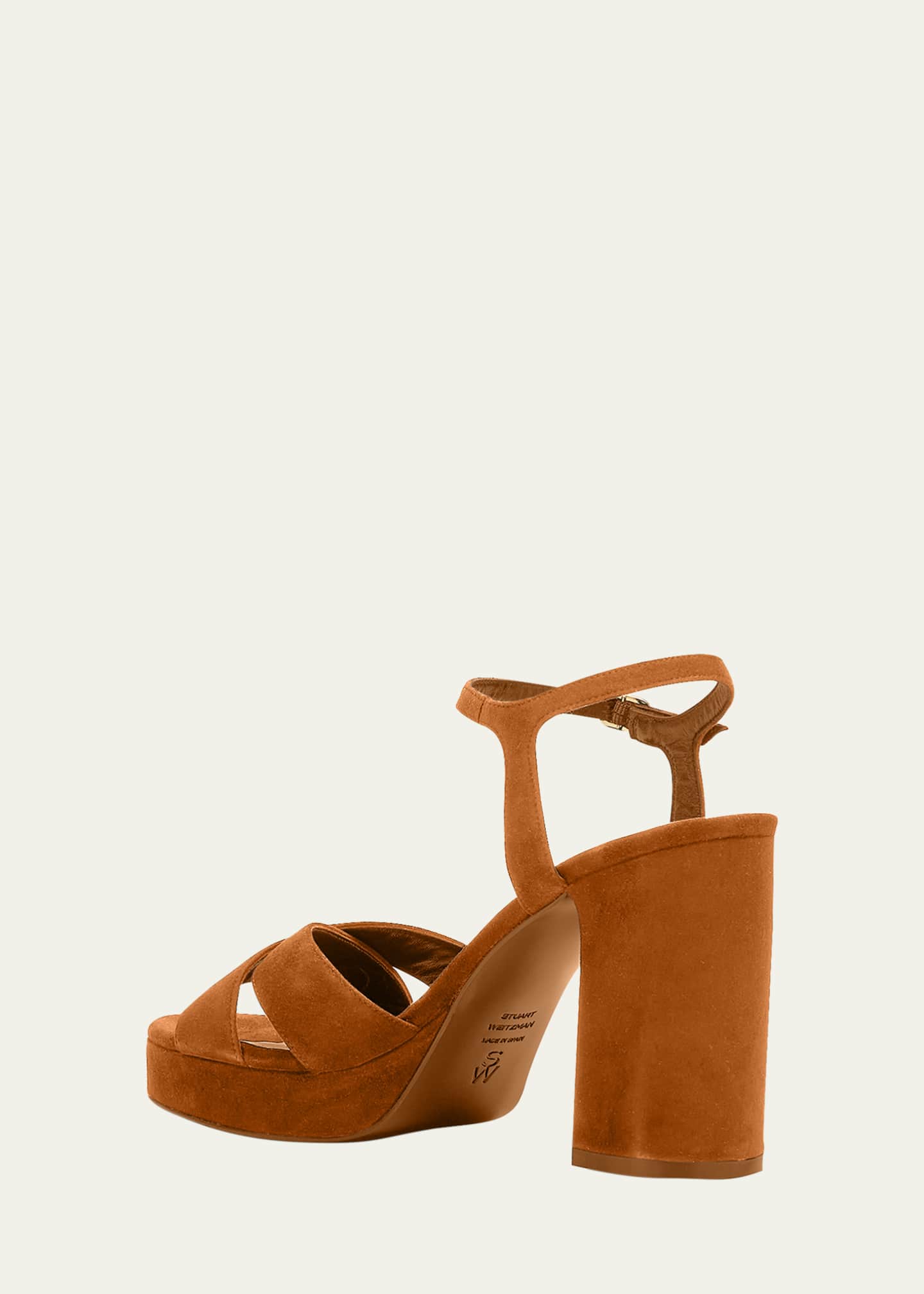 Stuart Weitzman Dayna Suede Crisscross Platform Sandals Image 4 of 6