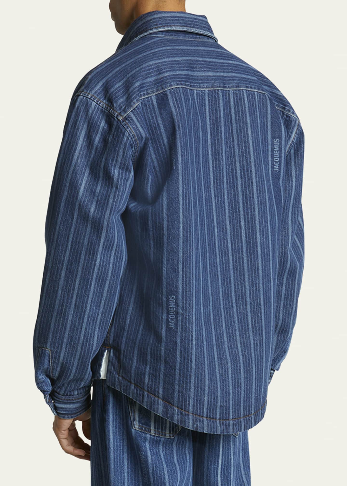Jacquemus Men's Striped Denim Button-Down Shirt Image 3 of 5