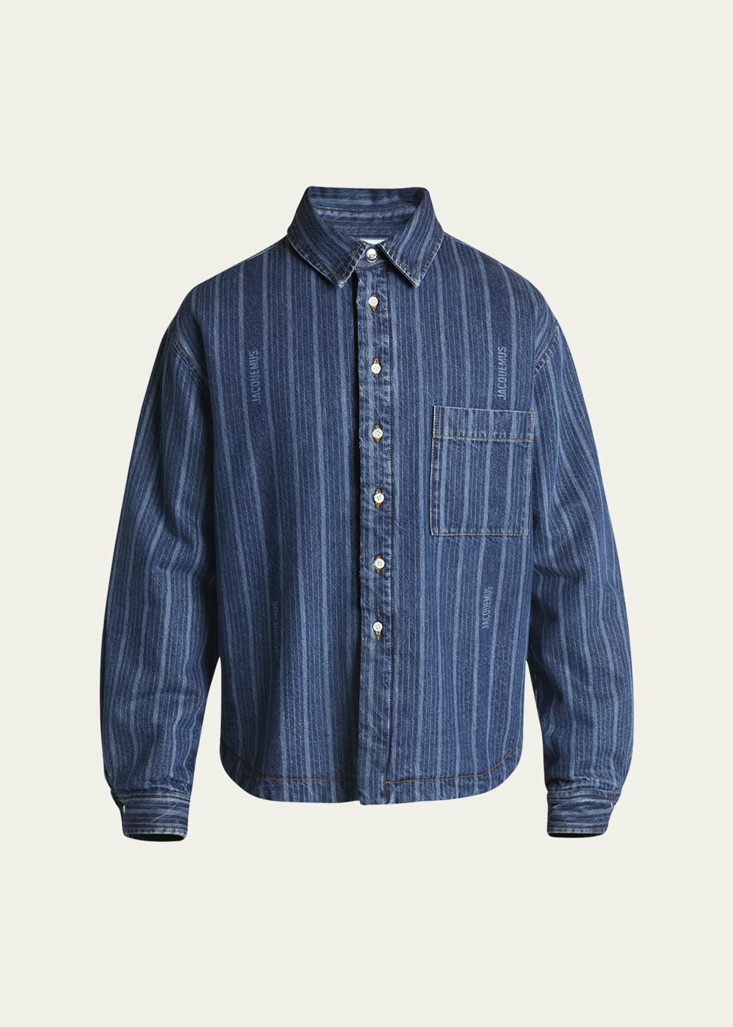 Jacquemus Men's Striped Denim Button-Down Shirt Image 1 of 5