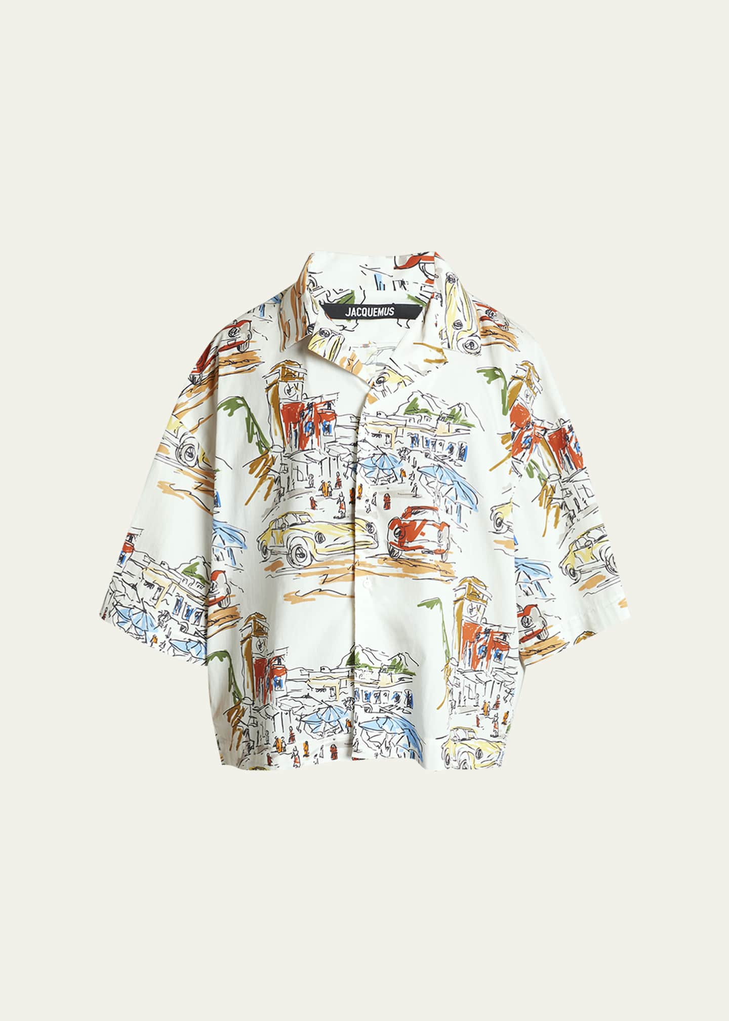Jacquemus Men's Car-Print Camp Shirt Image 1 of 5